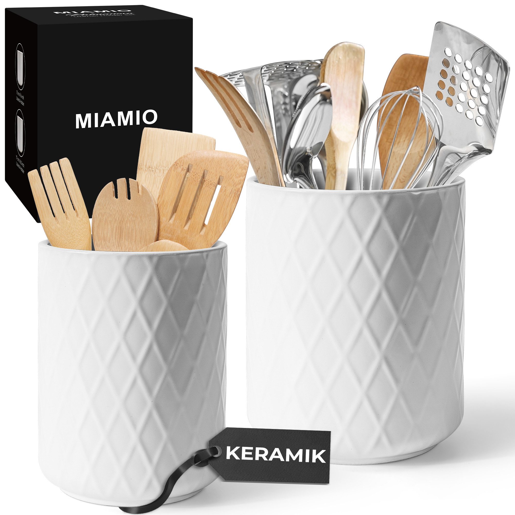 MiaMio Besteckhalter Palmanova Diamantmuster Weiß, (Set, 2-tlg., 2er-Set), Diamantmuster, 2er-Set