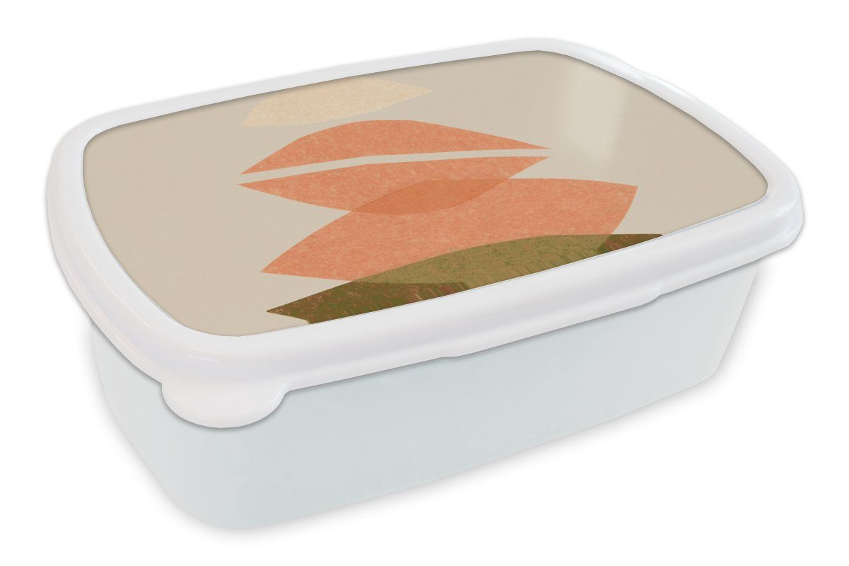 MuchoWow Lunchbox Formen - Pastell - Farben - Abstrakt, Kunststoff, (2-tlg), Brotbox für Kinder und Erwachsene, Brotdose, für Jungs und Mädchen weiß