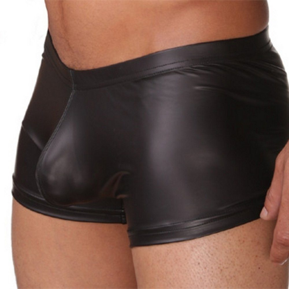 Boxershorts Slip Lack Leder Wetlook Schwarz Männer Fetisch Gogo M/L/XL