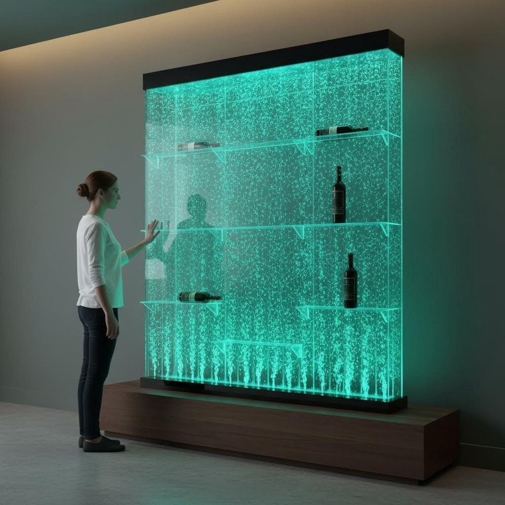 JVmoebel Barschrank Theke Regale Beleuchtet Led Wasser Wand Bar Säule Wassersäulen Made in Europa