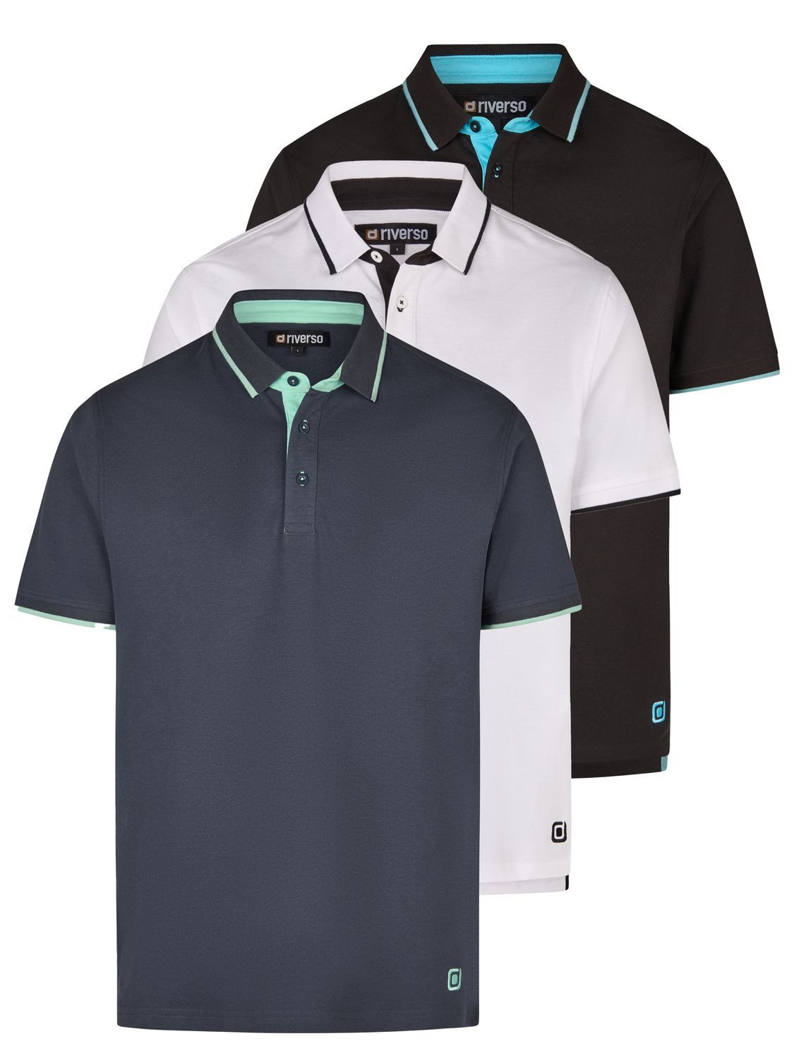 riverso Poloshirt Herren Polohemd 3er-Set Regular günstig online kaufen