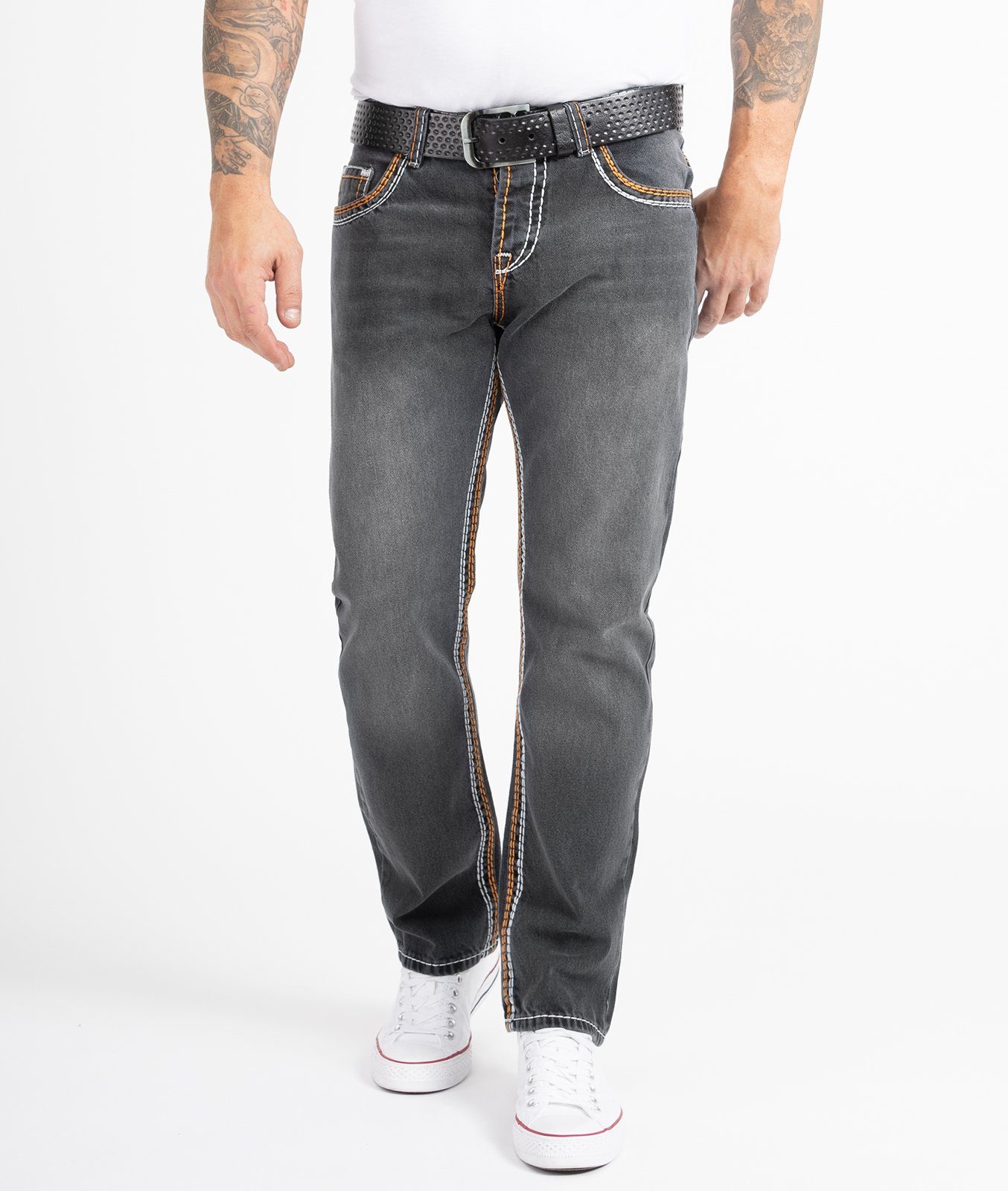 Jeans Straight-Jeans dicke RC-2168 Rock Creek Herren Comfort Fit Nähte