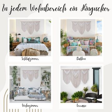 Welikera Wanddekoobjekt Makramee-Wandbehang–Boho-Wandteppich,Wanddekoration–109x81cm