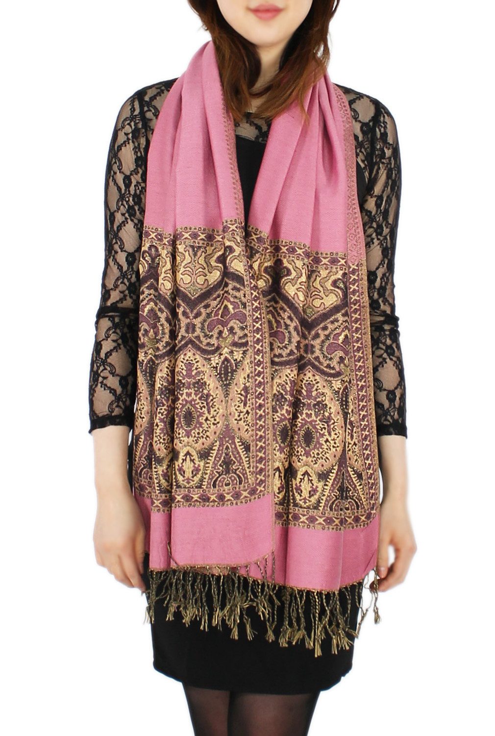 dy_mode Modeschal Elegante Damen Stola Schal Halstuch mit goldfarbenem Glan günstig online kaufen