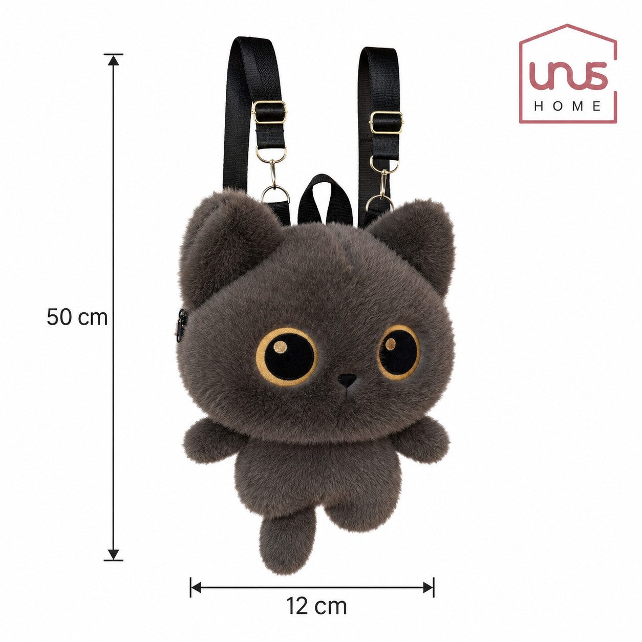 UNUS HOME Kinderrucksack Plüschrucksack Rucksack Katze in braun 50 cm, ca. 50 cm