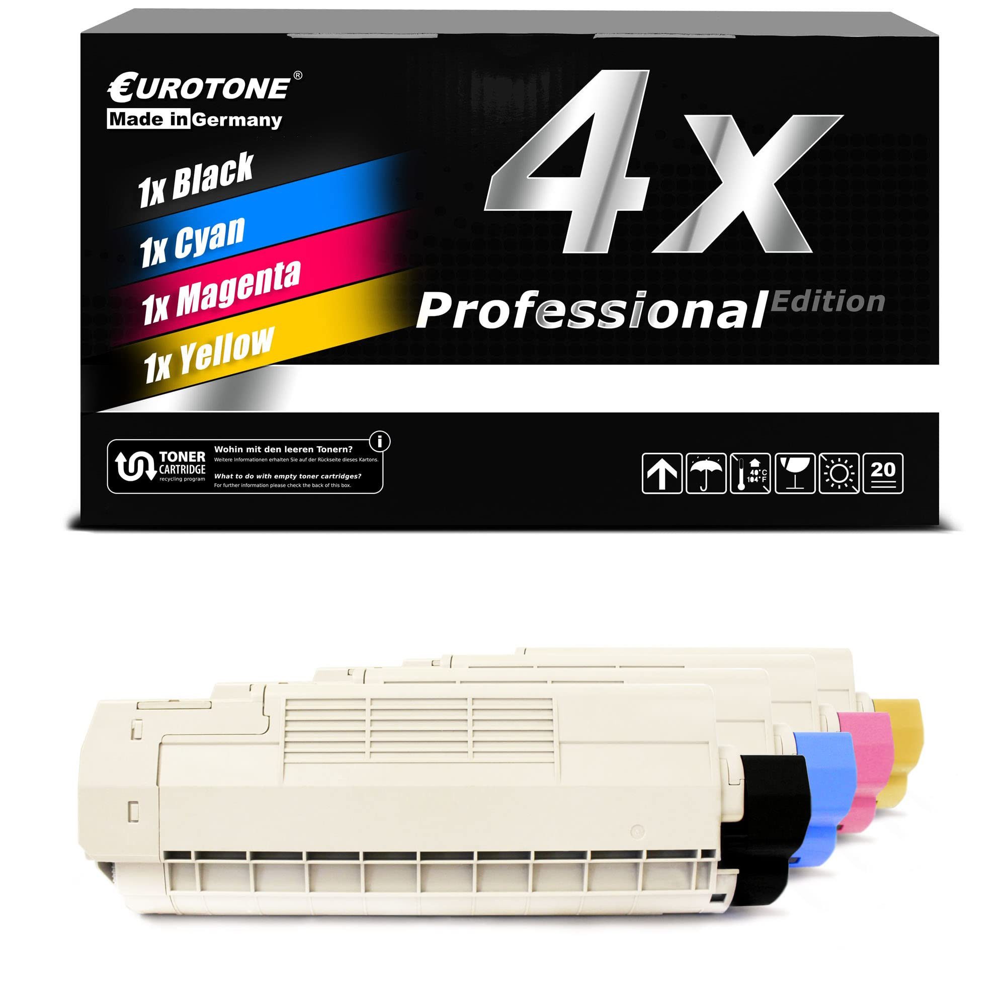 Eurotone Tonerkartusche 4X Kompatible Toner im Set kompatibel für Oki C610 CDN C610 DN C610…, (Multipack, 4-St., 4-teiliges Set), Kompatibel, sofort einsatzbereit