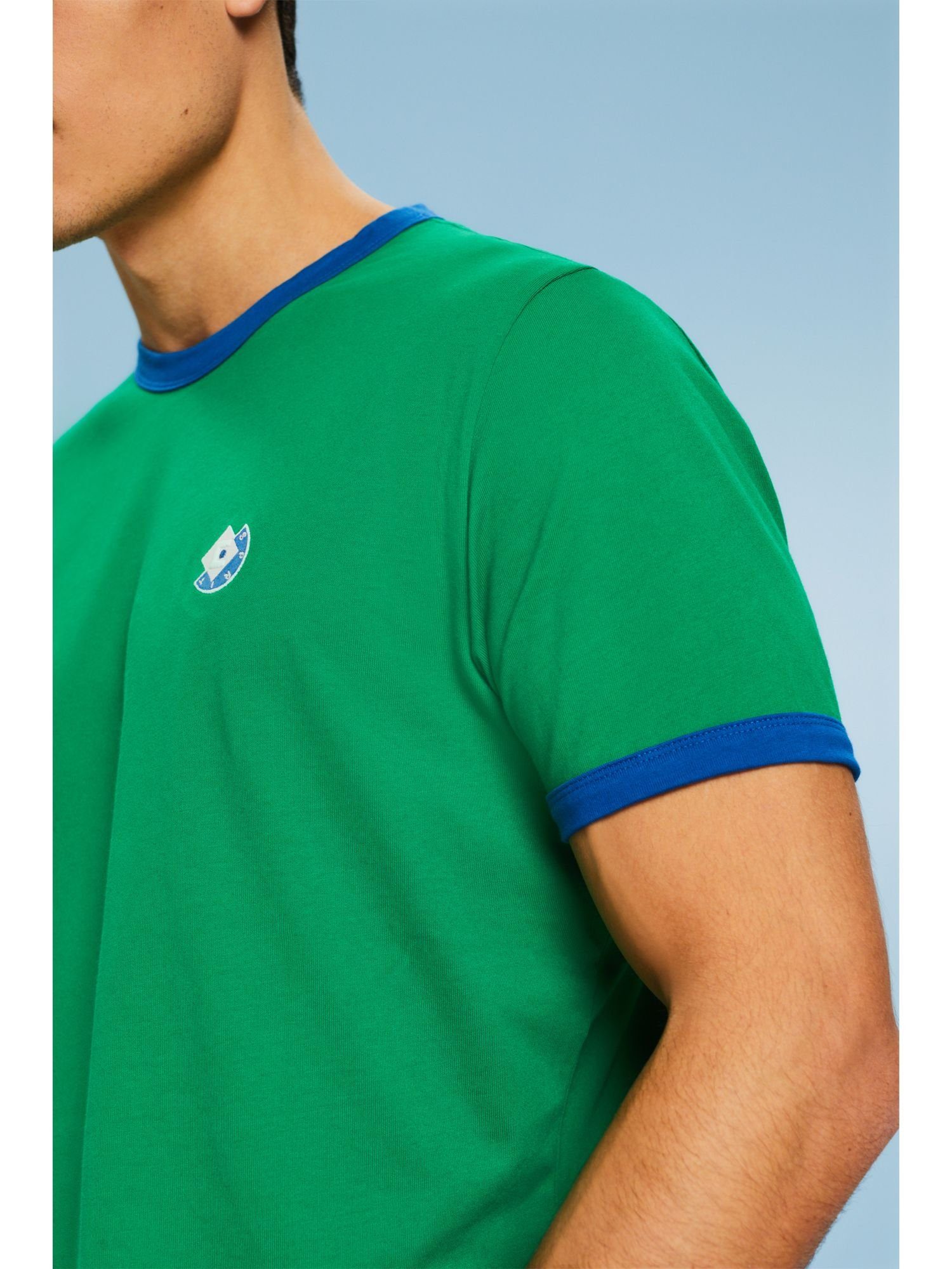 Esprit T-Shirt Baumwoll-T-Shirt mit Logo (1-tlg) und Rundhalsausschnitt GREEN