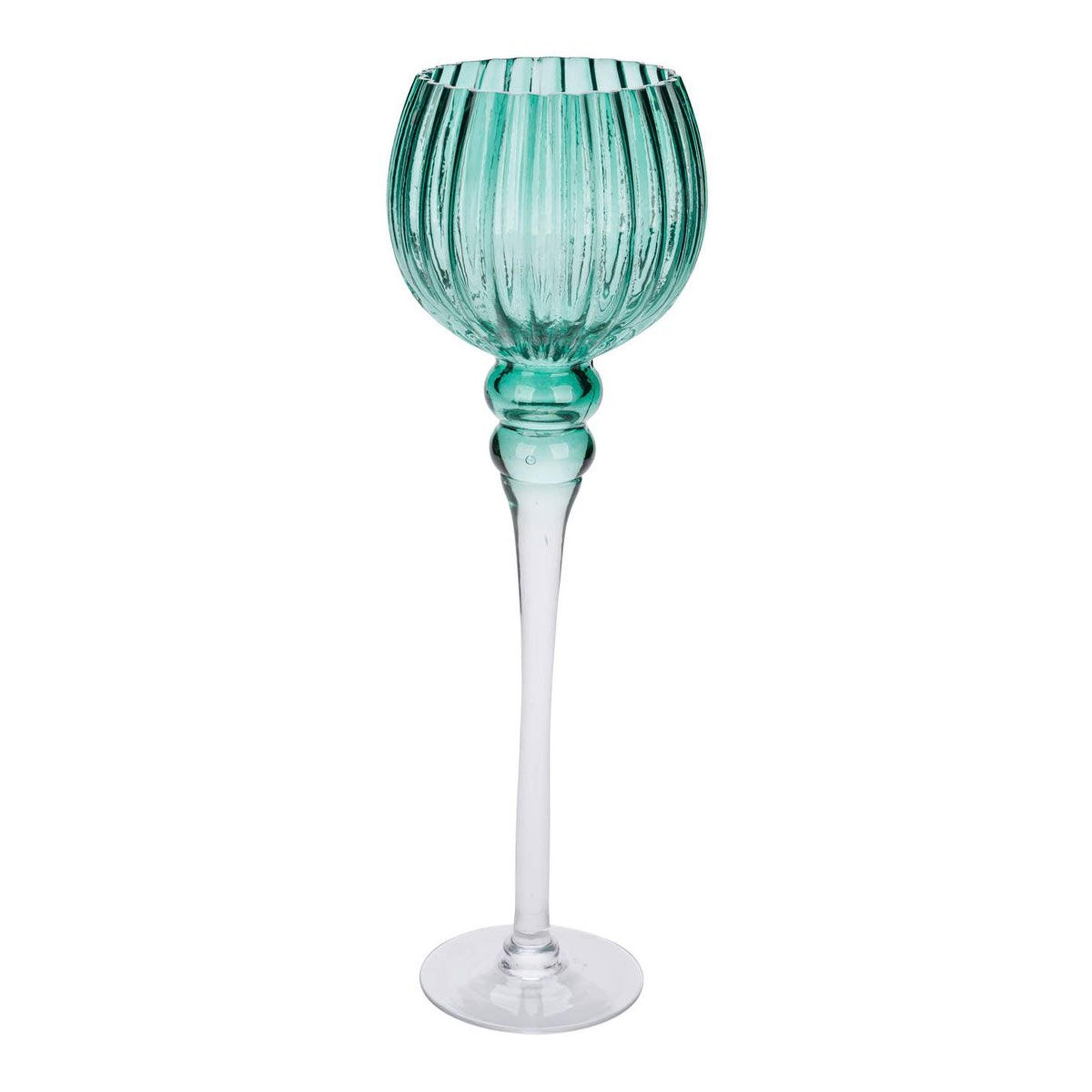 Windlicht Vielseitiger Dekopokal aus Glas in Türkis - 30 x Ø 10 cm