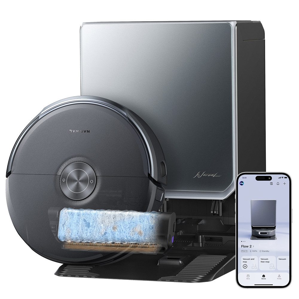 Narwal Saugroboter Flow 2, 31,000Pa, Dual 1080P AI Vision, Hidden LiDAR Navigation, Selbstreinigung mit 100 °C heißem Wasser, Zero-Tangle-System