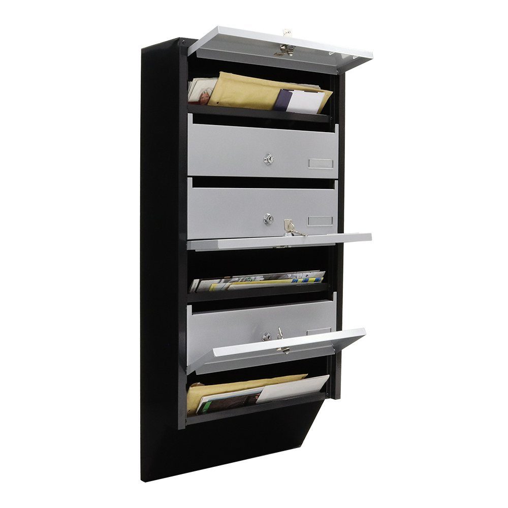 Profirst Briefkastenanlage Quarten 6 silber/schwarz für 6 Haushalte