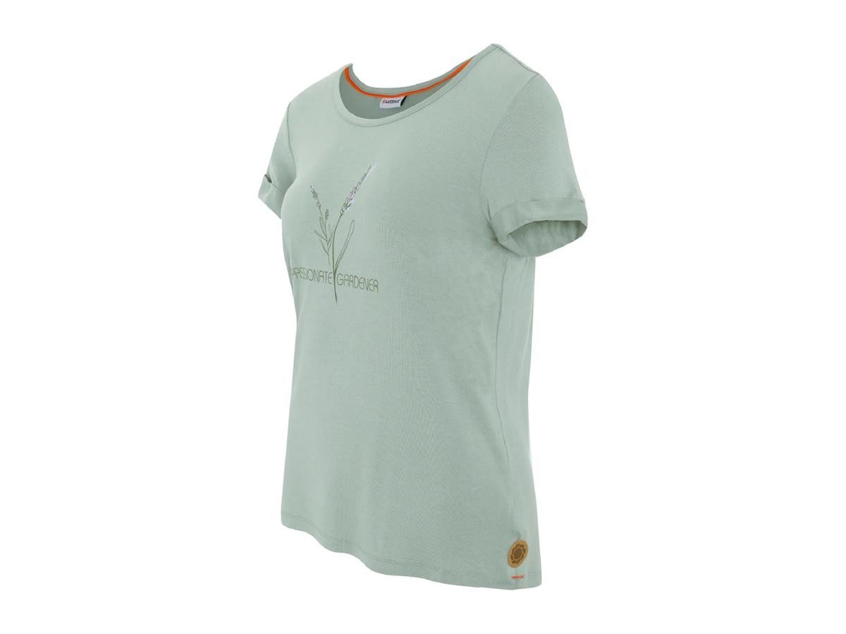 GARDENA T-Shirt Damen Shirt mit floralem Print, Milieugrün Frontprint mit floralem Akzent, softer Viskose-Elasthanmix