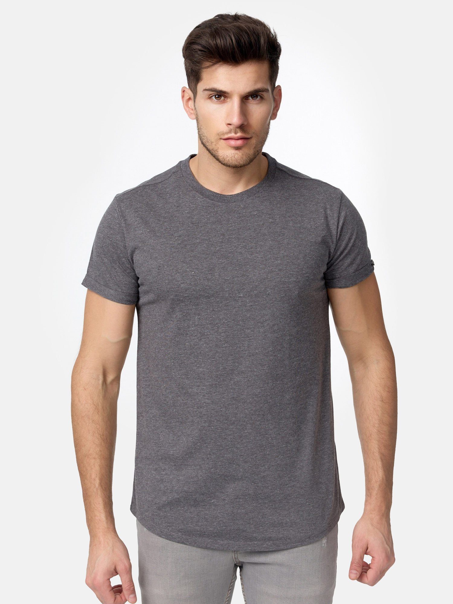 E105 Basic Rundhalsshirt T-Shirt anthrazit Tazzio Herren