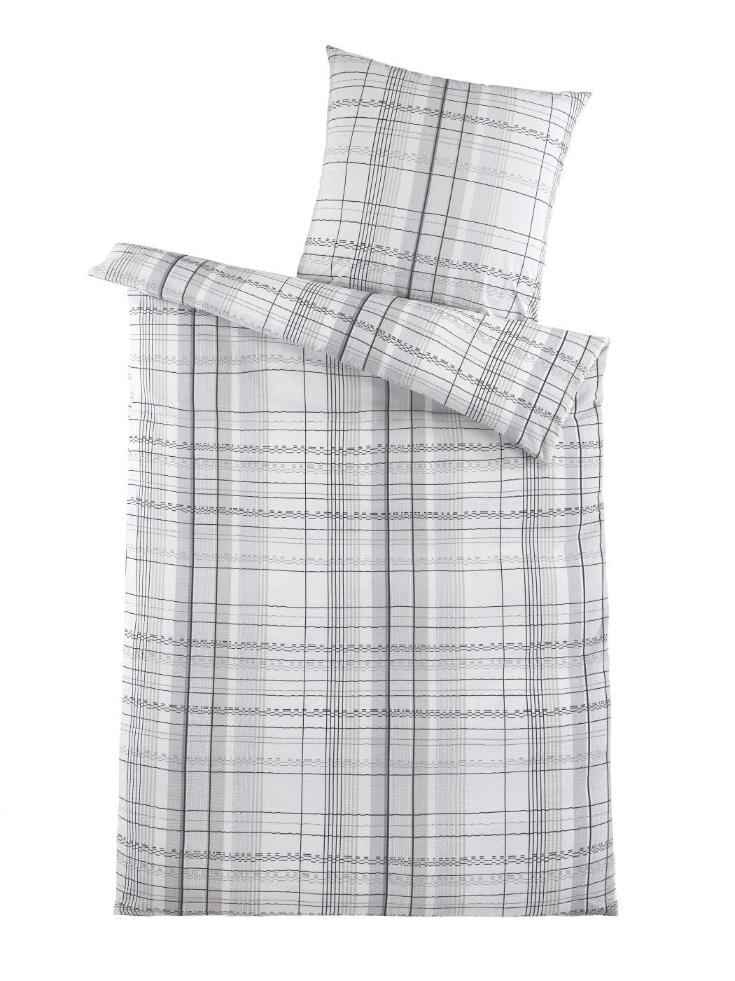 soma Bettwäsche Baumwoll Seersucker 135 cm x 200 cm grau / natur, Bettbezug günstig online kaufen