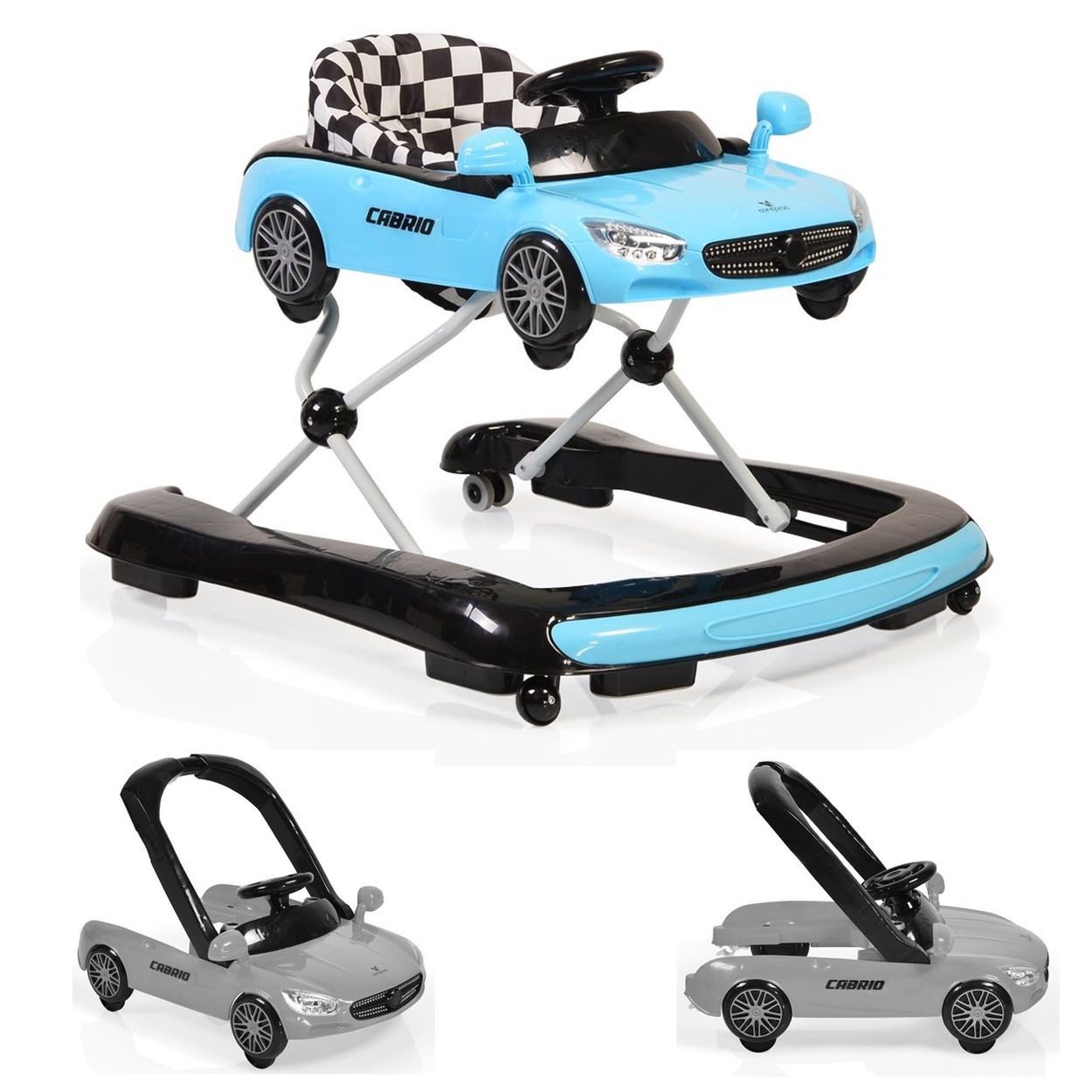 Cangaroo Lauflernhilfe Cabrio 2 in 1, Licht, Silikon, Auto-Design, Armaturenbrett, Silikon-Stopper
