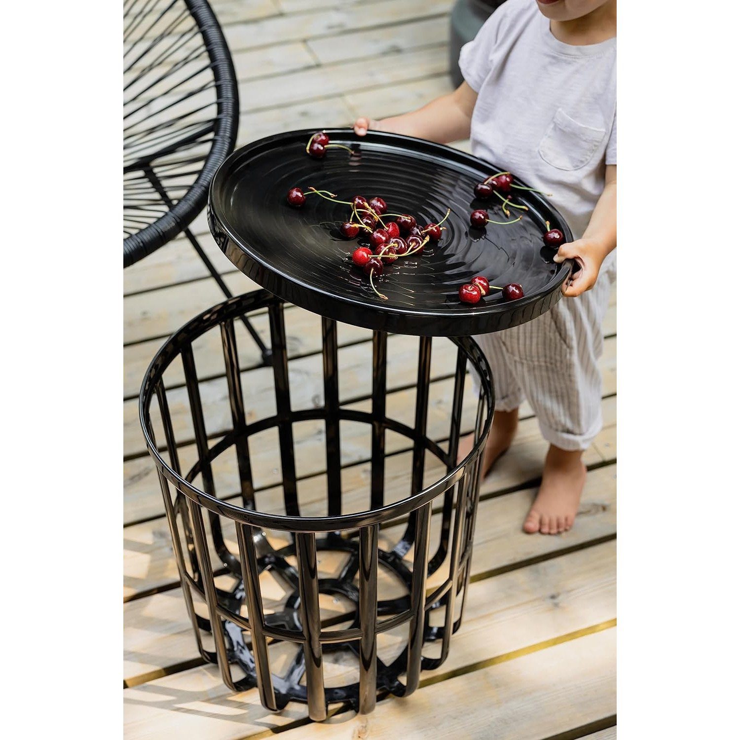BranQ Couchtisch 1850, Runder Couchtisch mit Ablagekorb Zen