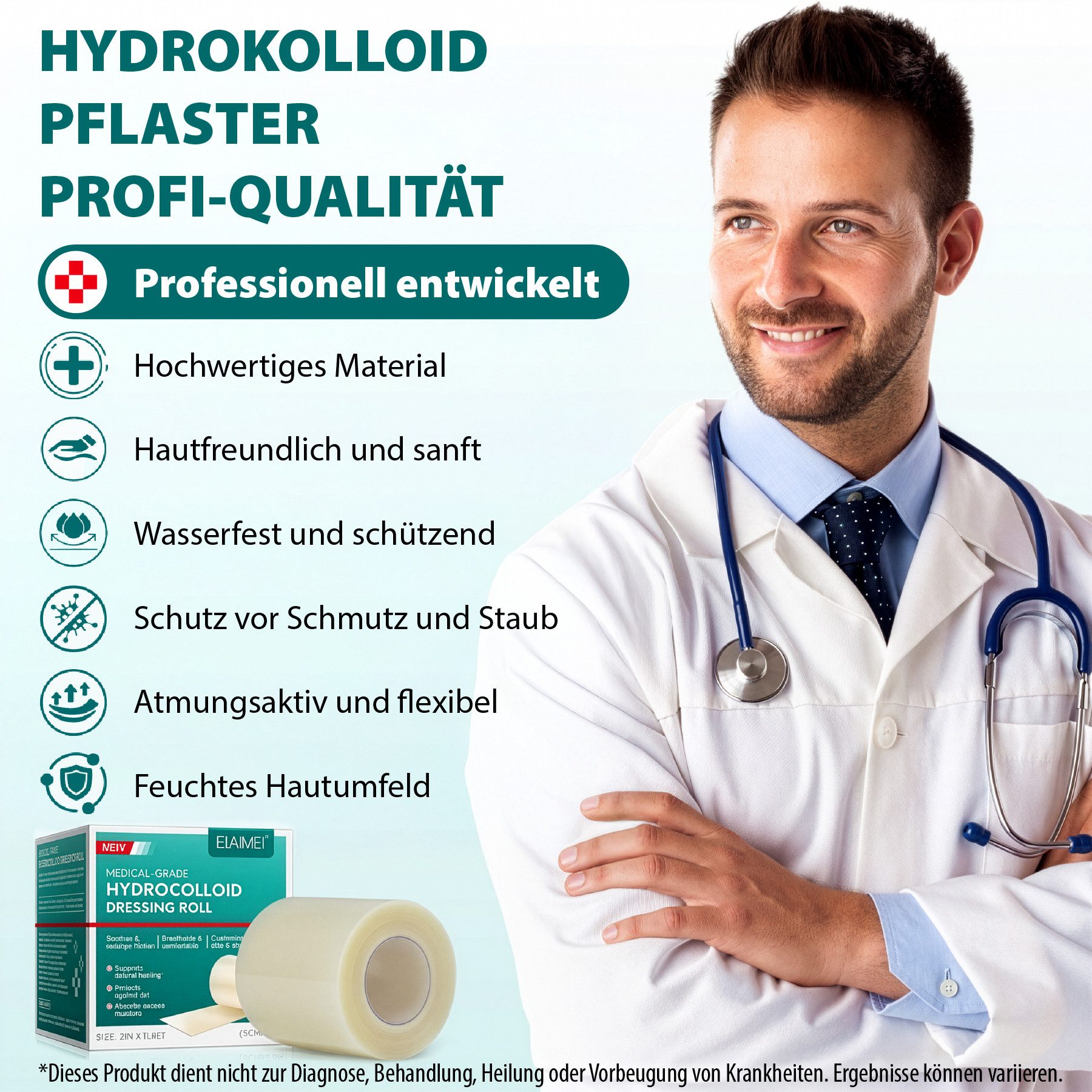 P-Beauty Cosmetic Accessories Wundpflaster Hydrocolloid Wundverband Pflaster Rolle Selbstklebend Wasserfest (1 St), Wundpflaster, Erste Hilfe, Notfallbehandlung, Wunddesinfektion