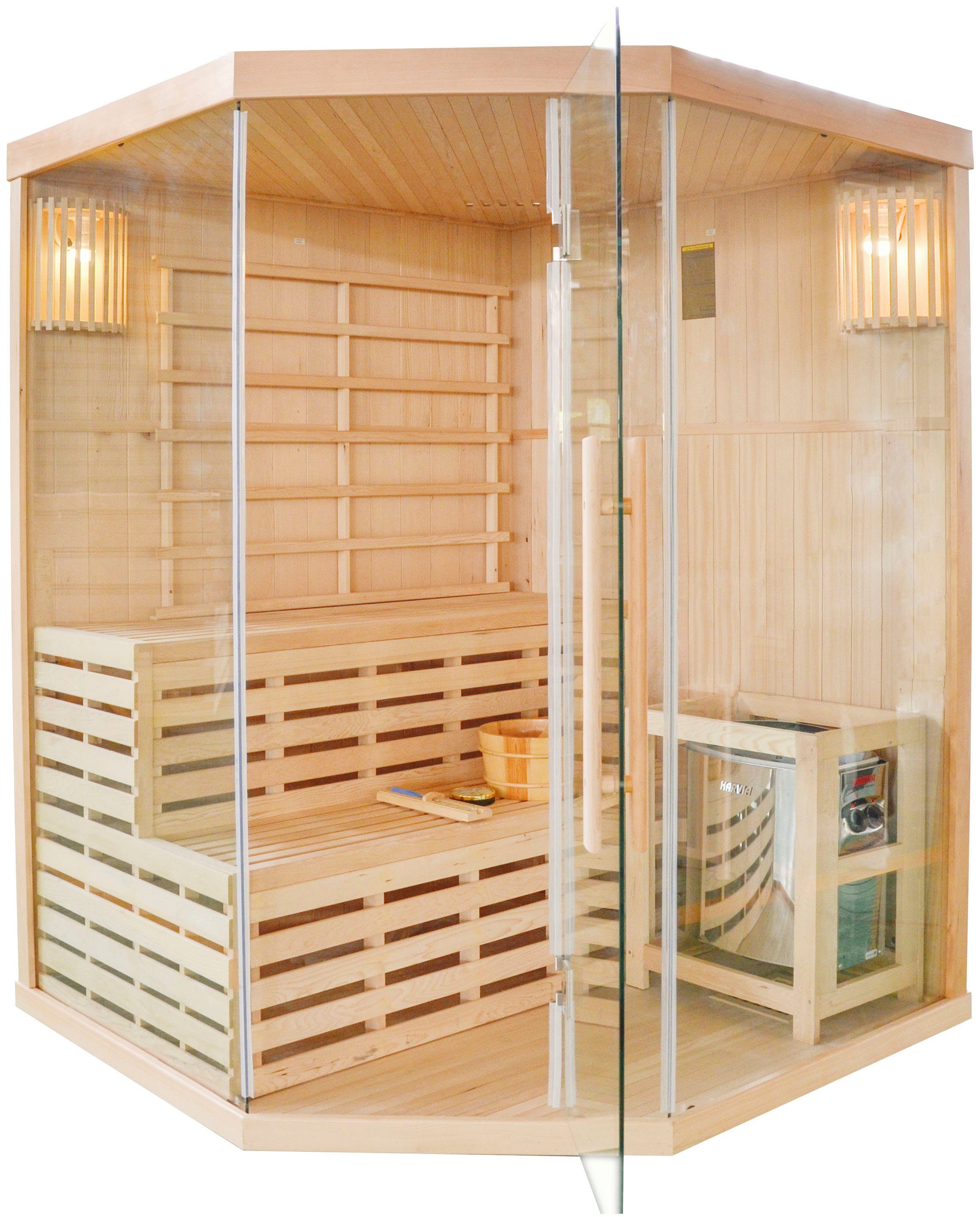 Sanotechnik Sauna TALLINN, BxTxH: 150 x 150 x 200 cm, für 3 Personen