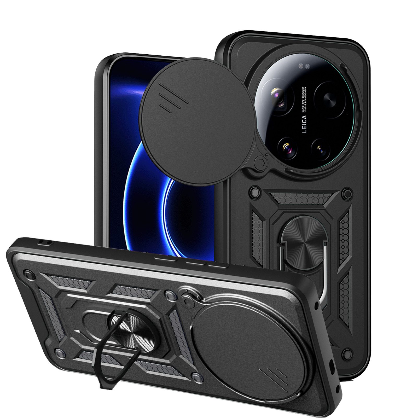 betterfon Handyhülle für Xiaomi 17 Ultra Outdoor Hülle Kameraschutz Ringhalter, Outdoorhülle mit Smartstand Kameraschutz und Silikonkern