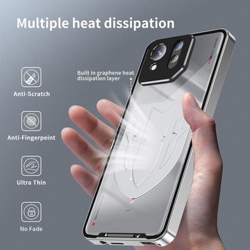 Wigento Handyhülle Für Asus ROG Phone 8 / 8 Pro Hitzeableitende Metall Handyhülle Silber