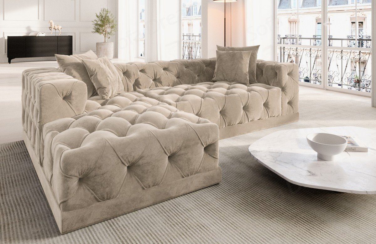 Sofa Dreams Ecksofa Designer Samtstoff Polster Sofa Palma L Form kurz Stoffsofa