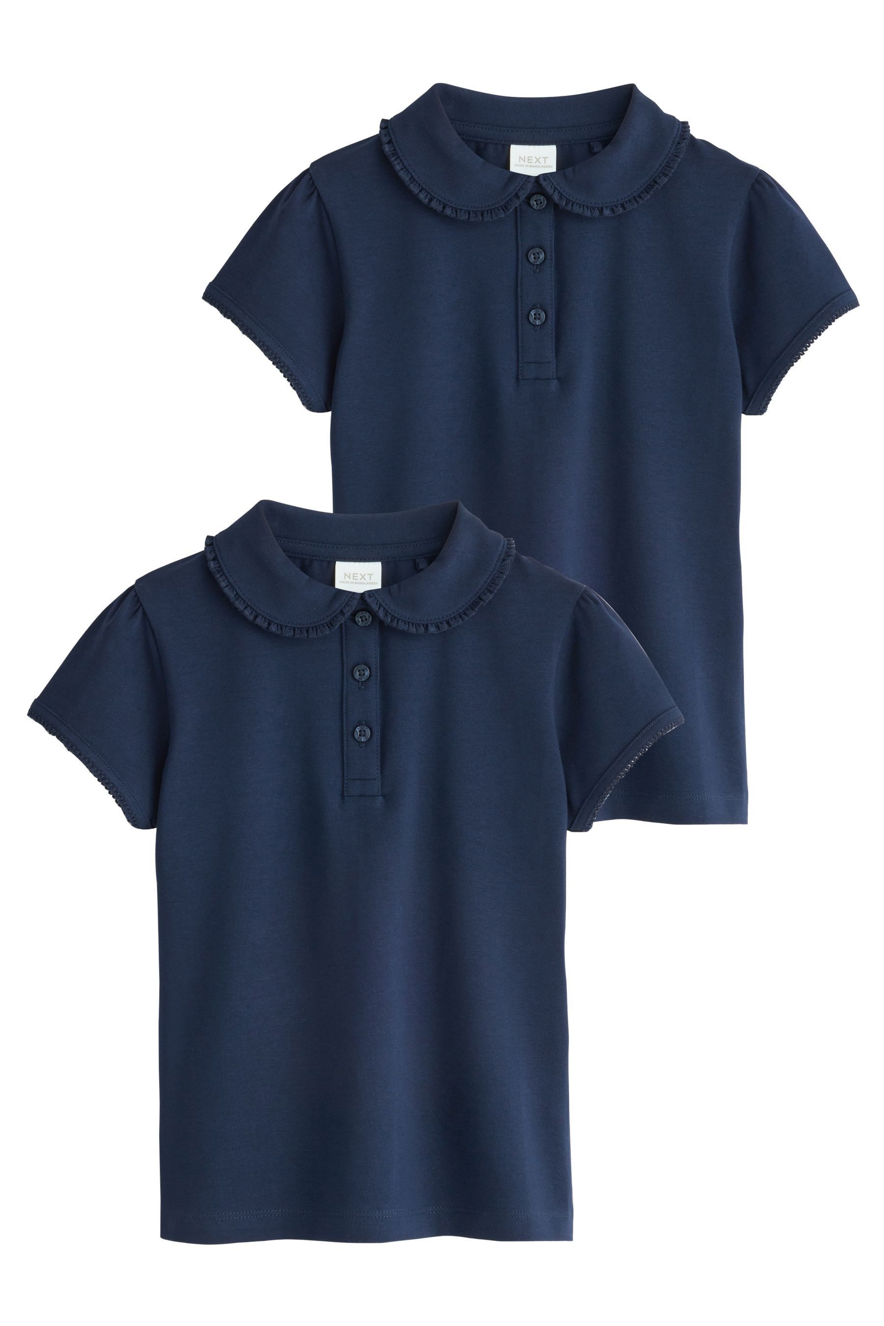 Next Poloshirt 2 Jersey-Oberteile Stretch-Baumwolle mit Kragen (2-tlg)