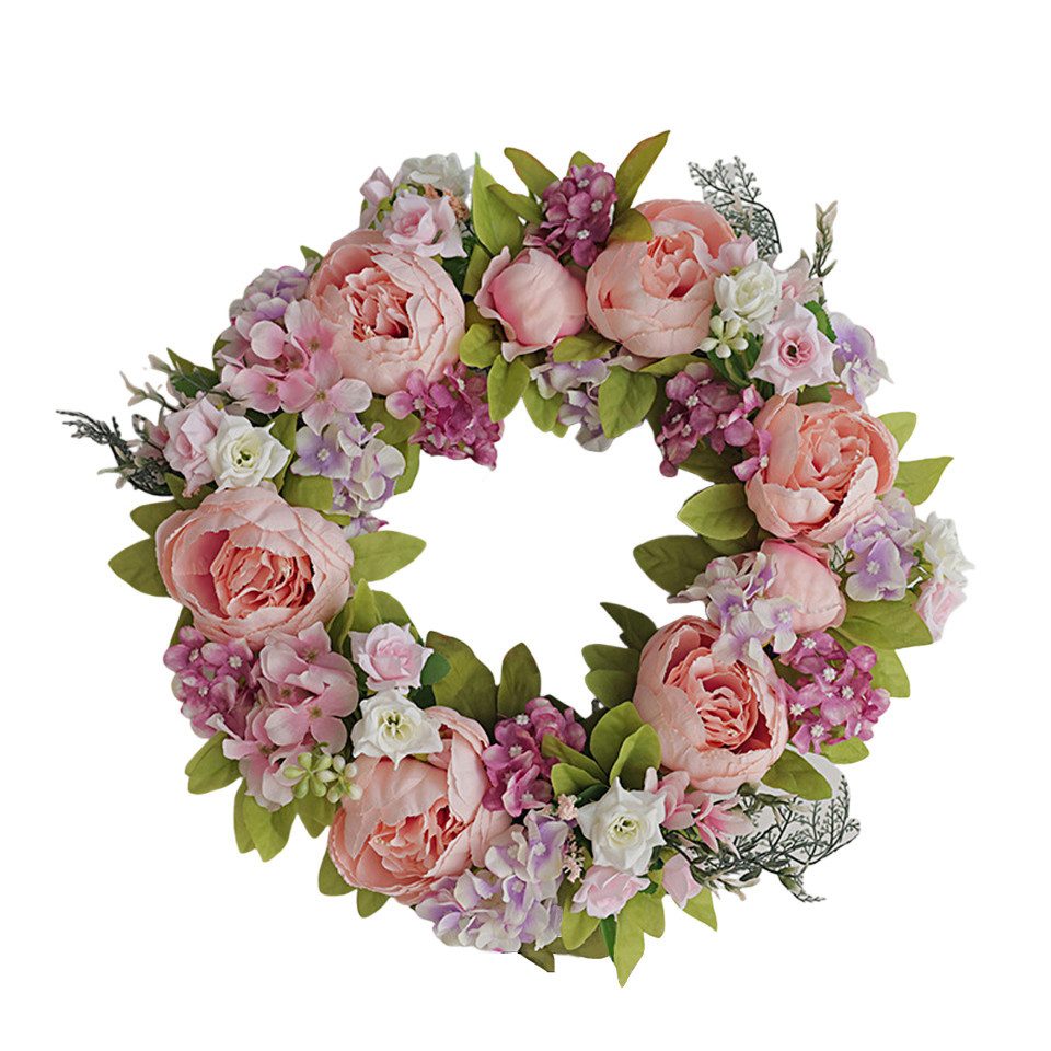 Kunstkranz Künstlicher Pfingstrosenkranz, Dekokranz, Coonoor, geeignet für Wohnzimmer, Wandgärten, Hochzeiten