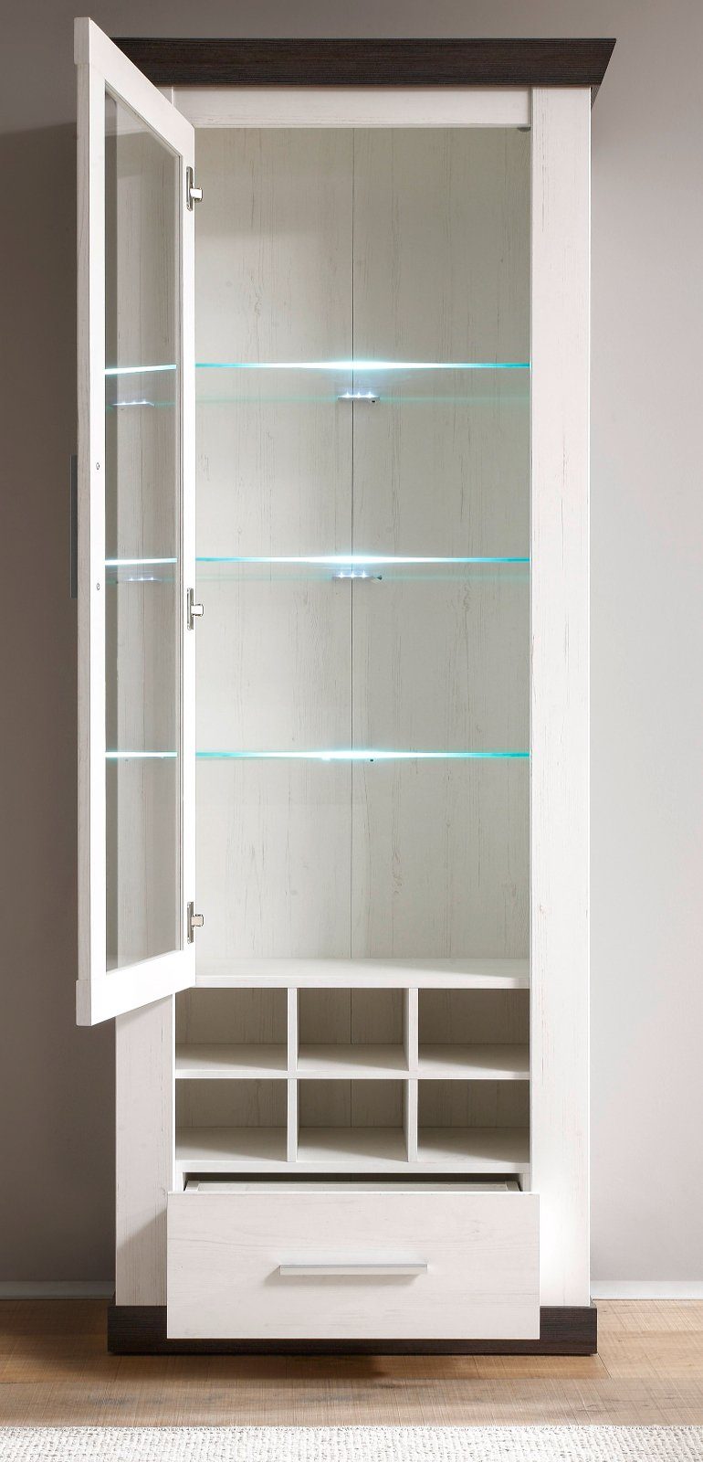 Furn.Design Wohnwand Corela, (in Pinie Soft-Close Dekor ca. cm), 300 x Metallgriffen Set mit und weiß 4-teilig, Wenge, 201 mit