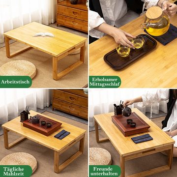 NUODWELL Tabletttisch Beistelltisch Klappbar Couchtisch aus Bambus, Balkon und Tatami eignen