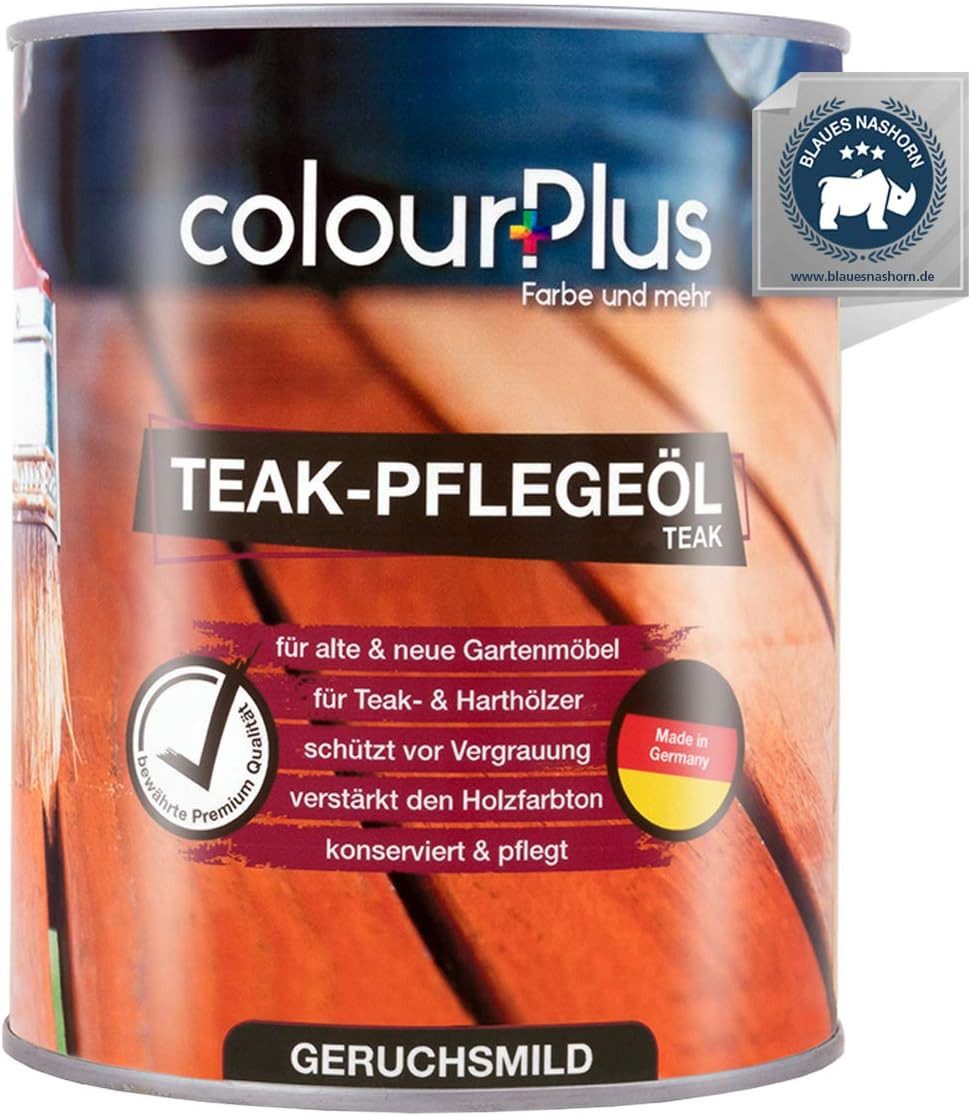 ColourPlus Teakholzöl Teak-Pflegeöl für Hart- & Tropenhölzer, außen, Holzöl außen, offenporig, wasserabweisend, für Teak & Hartholz