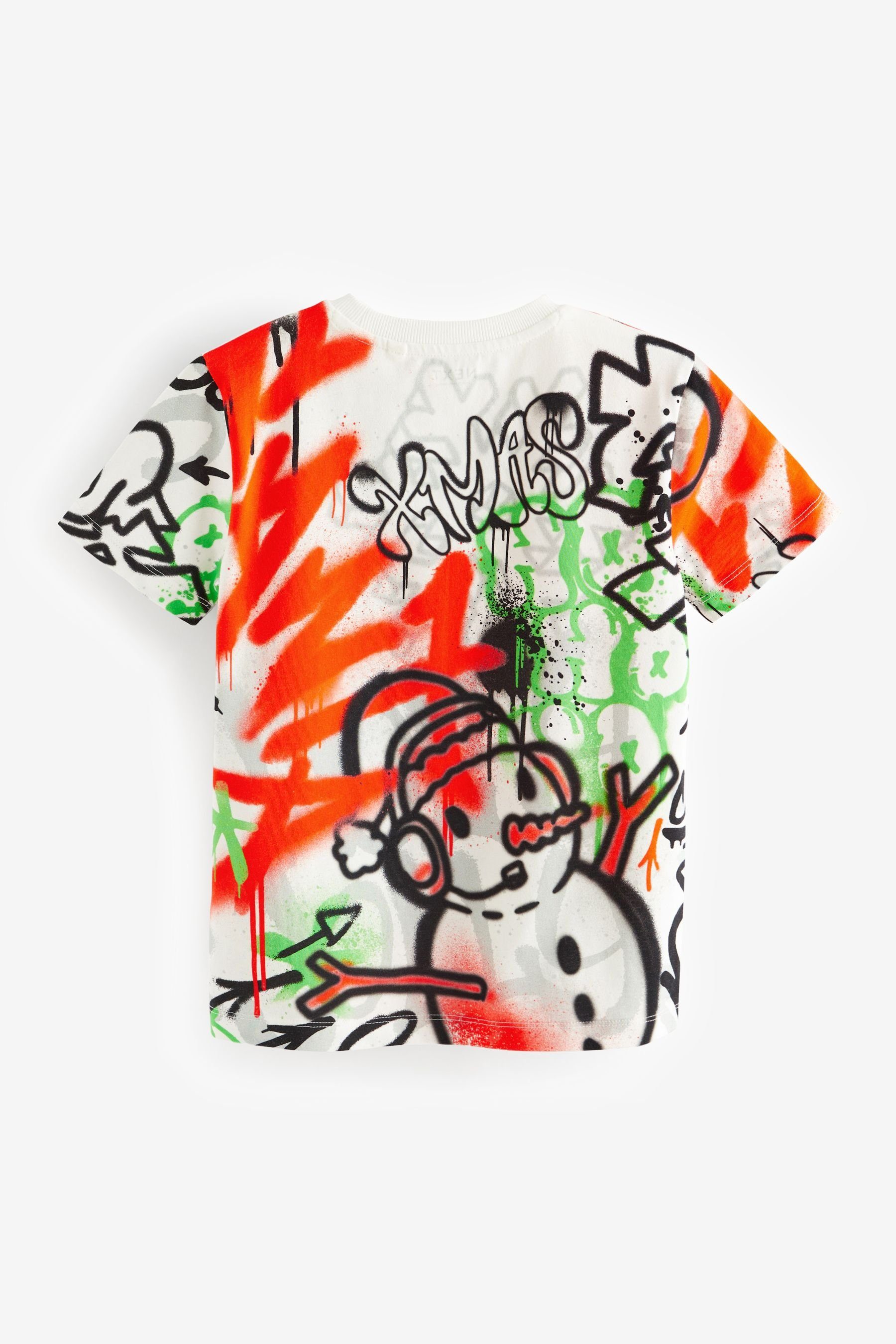 (1-tlg) Next Weihnachtliches Graffiti Multi T-Shirt T-Shirt