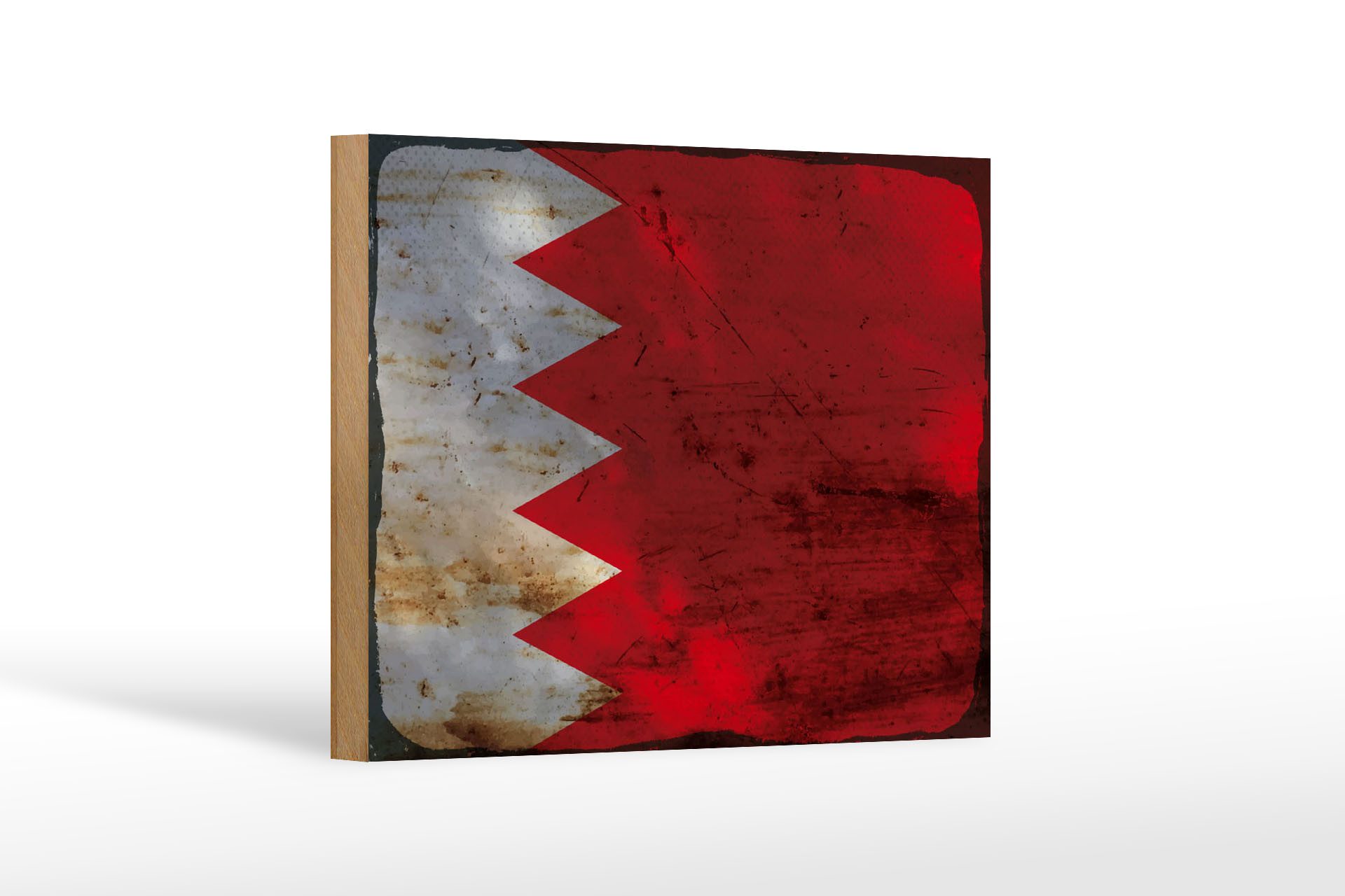 Femer GmbH Holzbild Flagge Bahrain 18x12 cm Flag of Bahrain Rost, Flaggen (1 St), Glatte Holzfaserplatte (MDF), vorn beschichtet