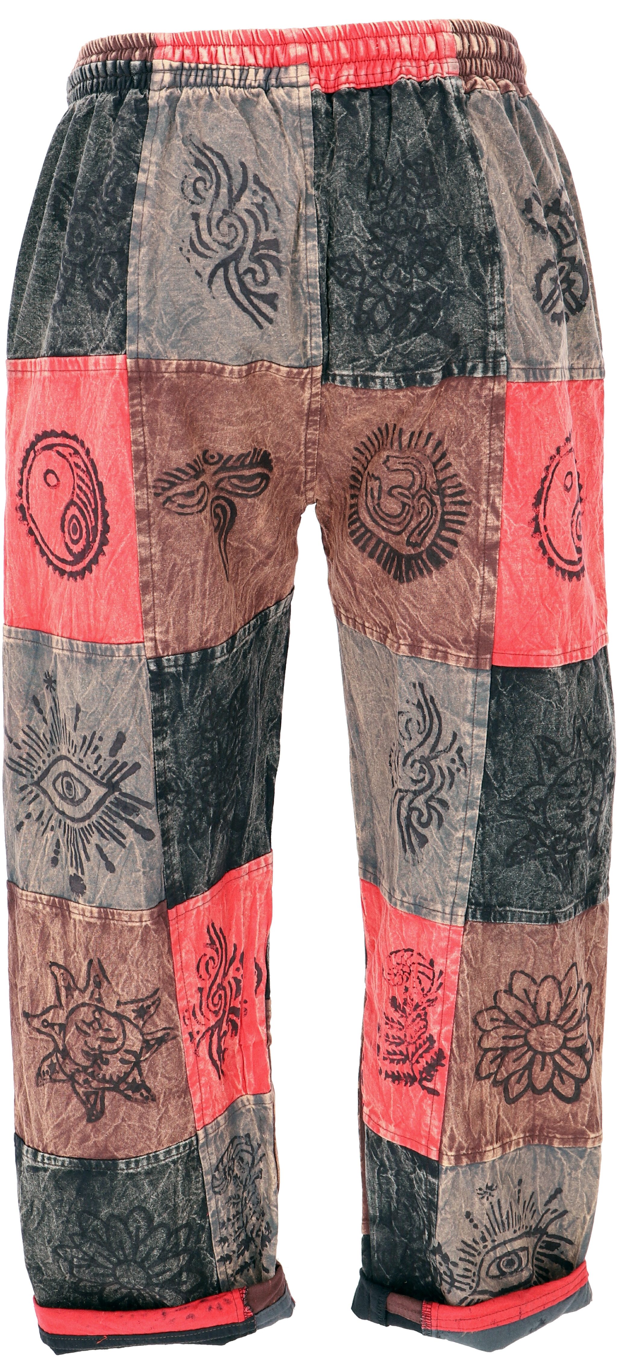 Guru-Shop Relaxhose Patchwork Stonewash Yogahose, Unisex Goa.. Ethno Style, alternative Bekleidung