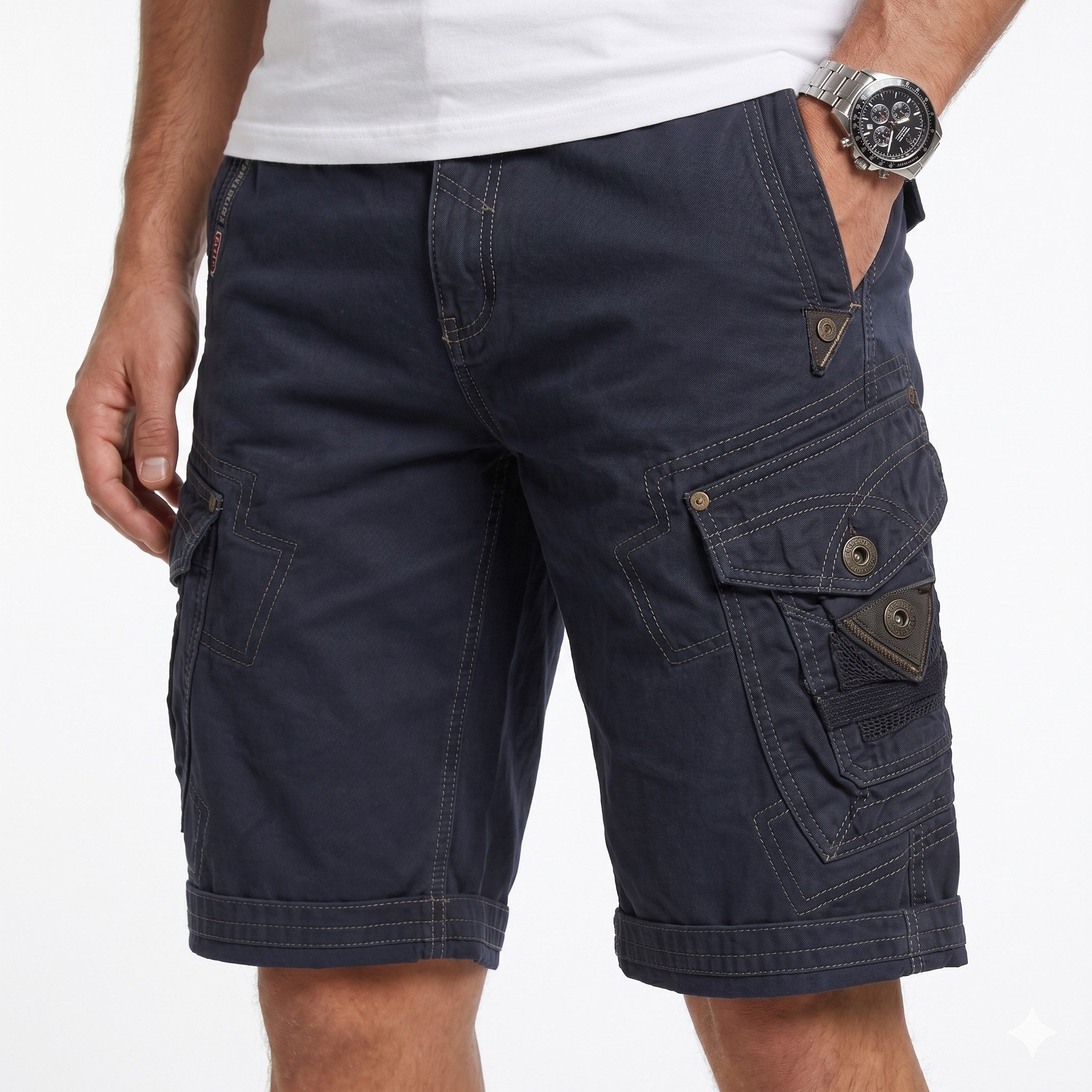 Geographical Norway Cargoshorts kurze Hose aus Baumwolle, Sommer-Bermuda (1-tlg) Herrenshorts mit Gürtel Größe S bis 5XL
