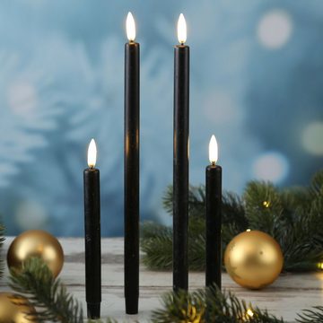 UYUNI Lighting LED-Kerze LED Stabkerzen Thea dünne Tafelkerzen Echtwachs H: 25cm schwarz 2Stk (2-tlg)