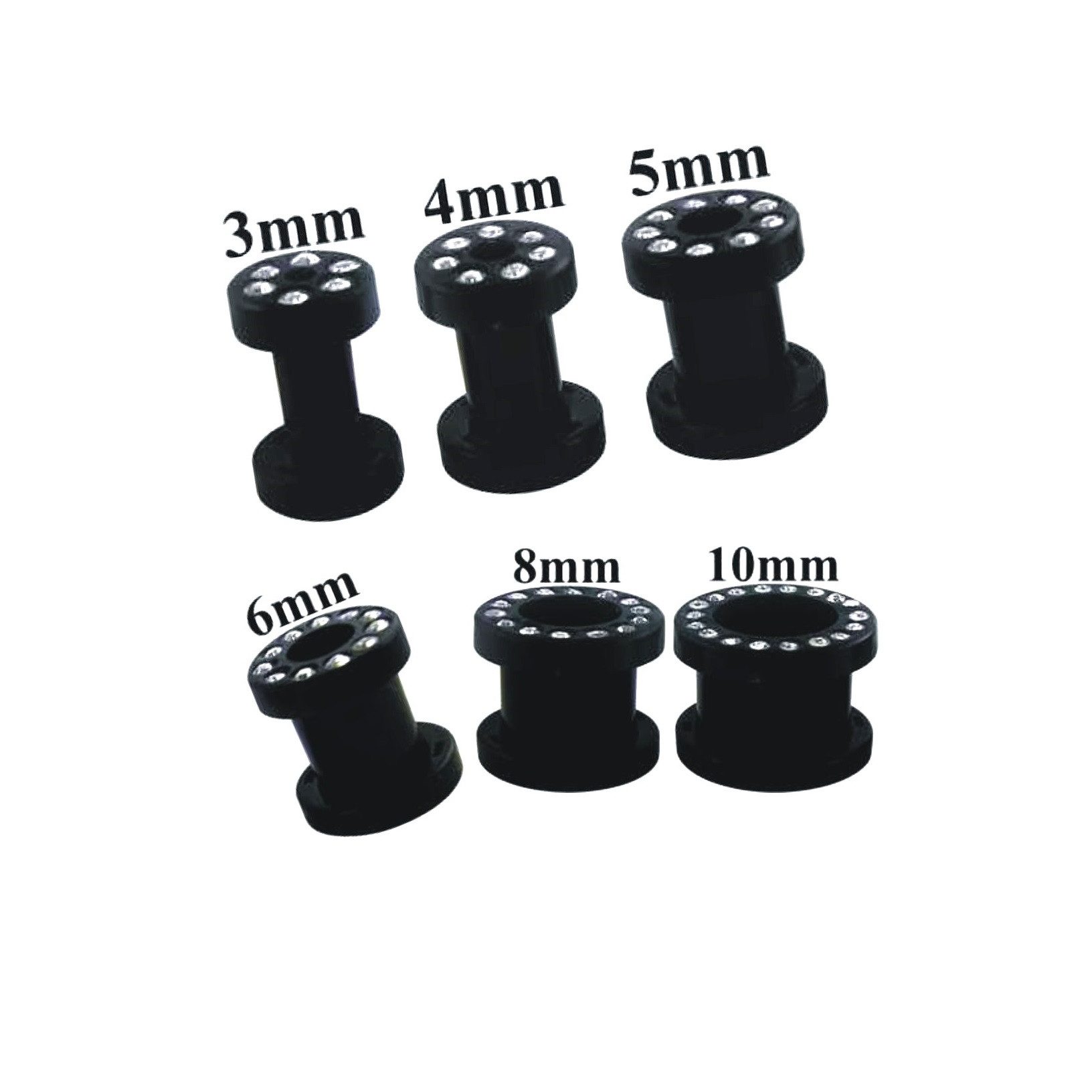 Kingka Plug-Set Flesh Tunnel Set schwarz Schraubverschluß (Set, 6-tlg., 6 Größen), Flesh Tunnel glänzend, nur wenige am Lager SALE