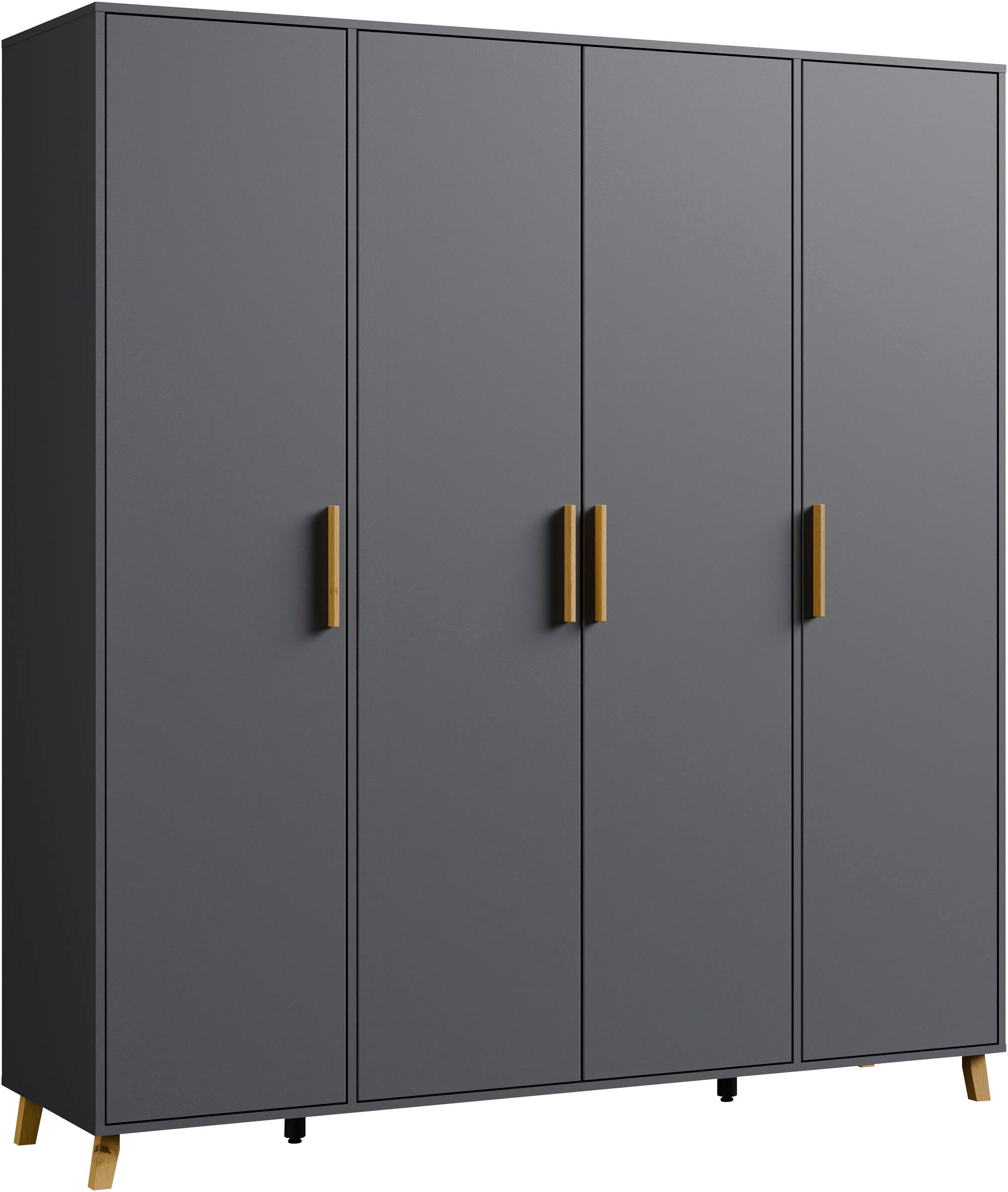 rauch Drehtürenschrank Kleiderschrank Schrank Garderobe SHINJO Breiten 93/140/187 cm (in 3 verschiedenen Ausstattungen BASIC/CLASSIC/PREMIUM) Griffe und Füße aus Massivholz, viel Stauraum MADE IN GERMANY