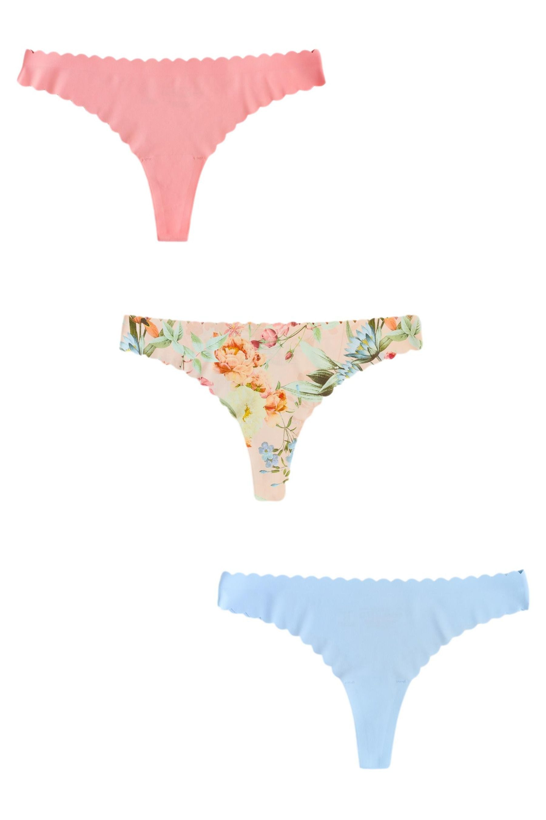 String 3er-Pack Nahtlose Slips mit Bogenkante, Tanga