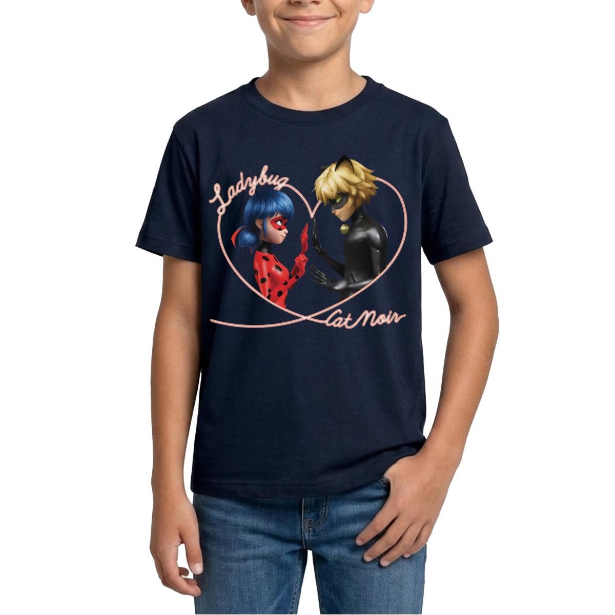 T-Shirt Miraculous Ladybug Und Cat Noir Herz Teenager T-Shirt