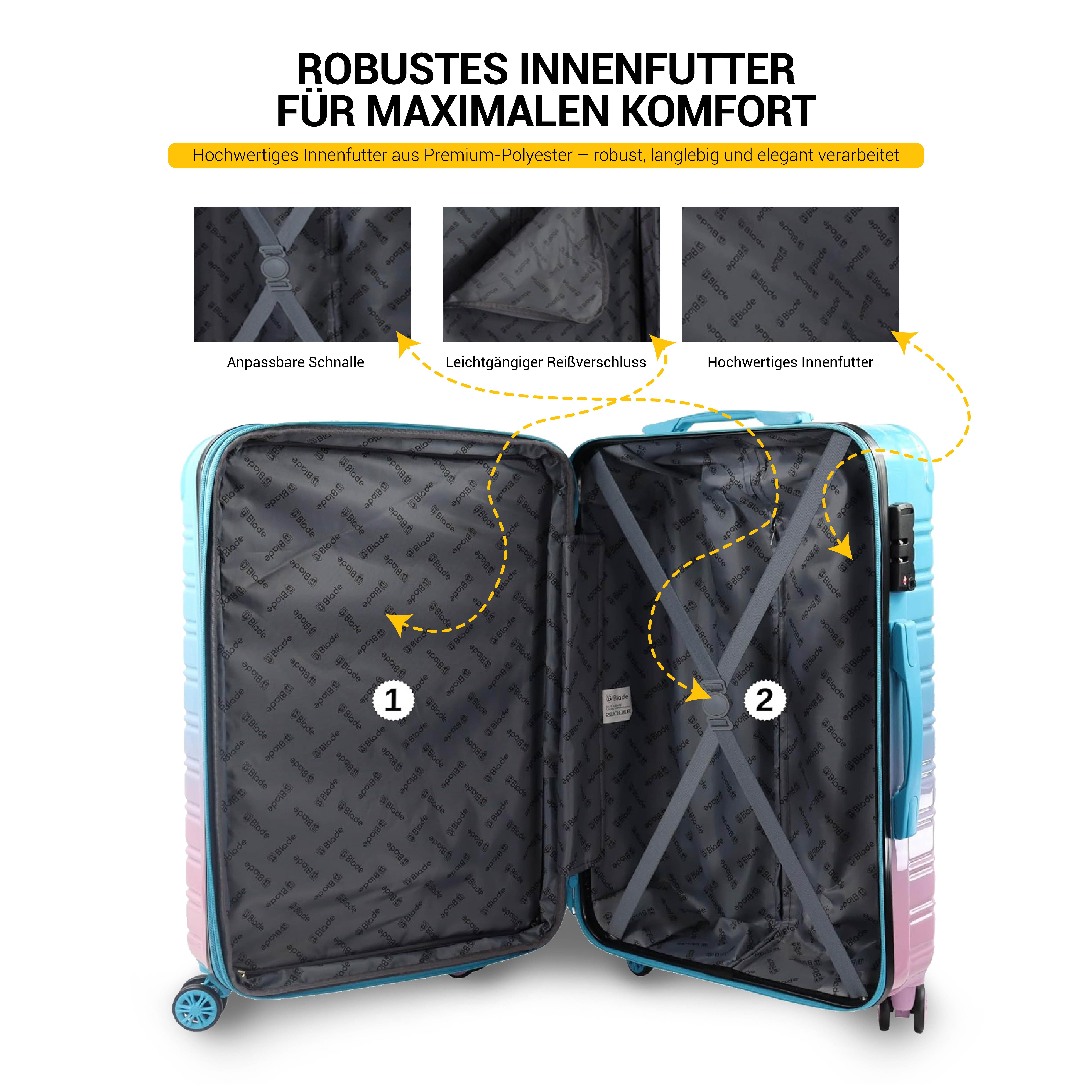 Blade Hartschalen-Trolley Kofferset Erweiterbares Handgepäck Rollkoffer TSA-Schloss ABS+PC SALE – Bild 5 von 5