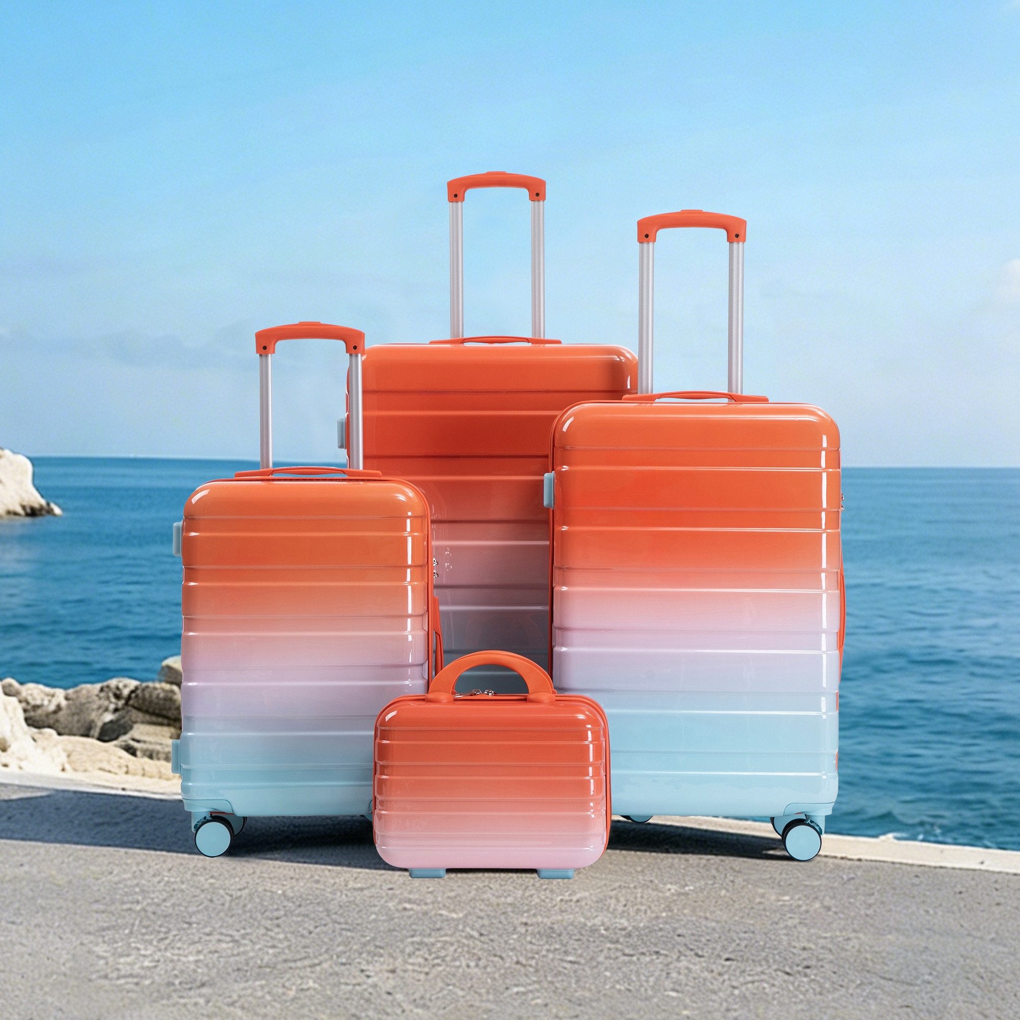 LVHOM Hartschalen-Trolley Handgepäck-Trolley&Koffer 2/4-St.14"/20"/24"/28", leise Rädern für Tour, Geschäftstrip, Familienurlaub, längere Erkundungen, Flughafentransfers