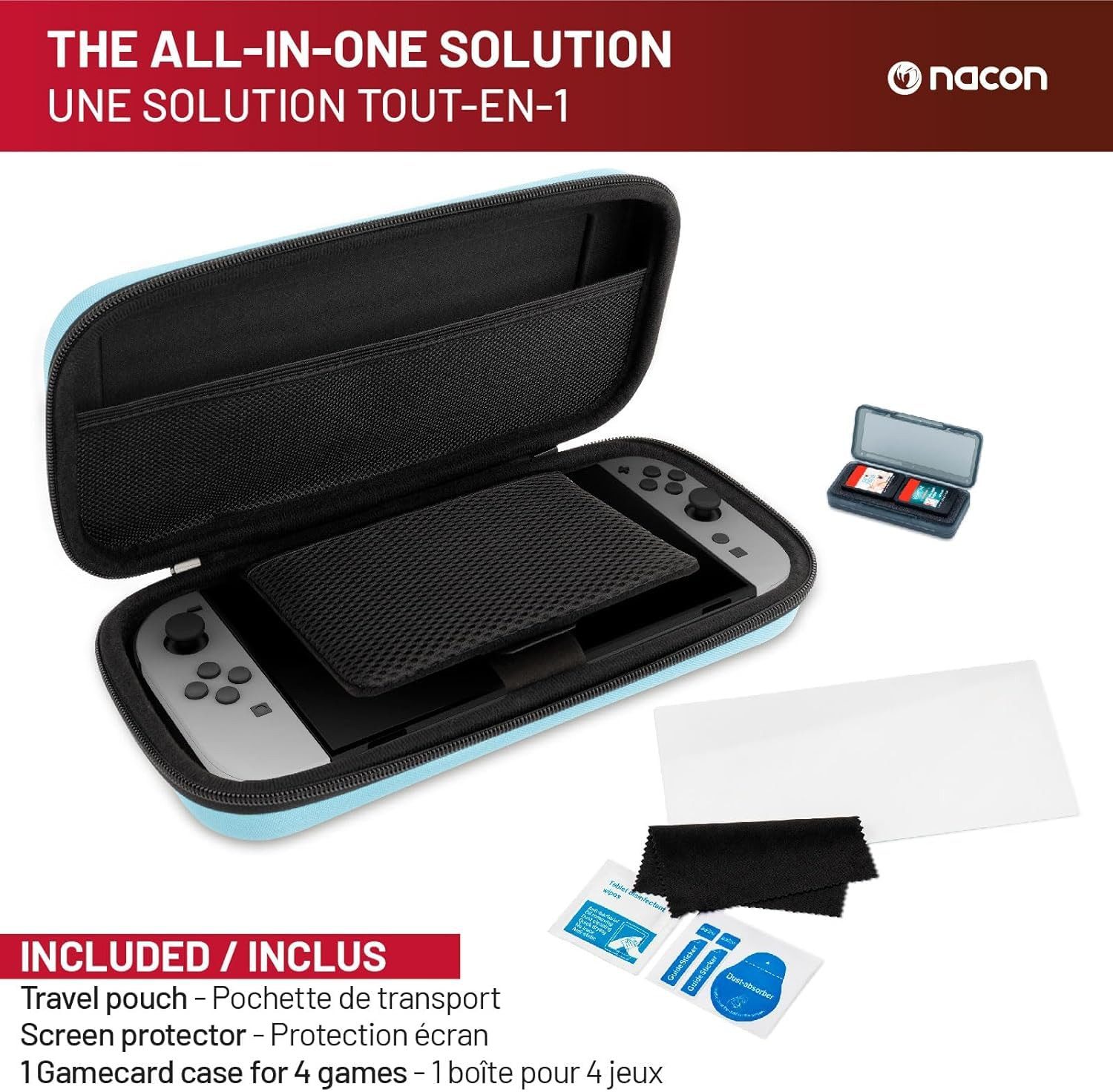 nacon Tragetasche Nintendo Switch 2 Essential Pack Blau, Schützt und organisiert die Nintendo Switch 2 Konsole und Zubehör