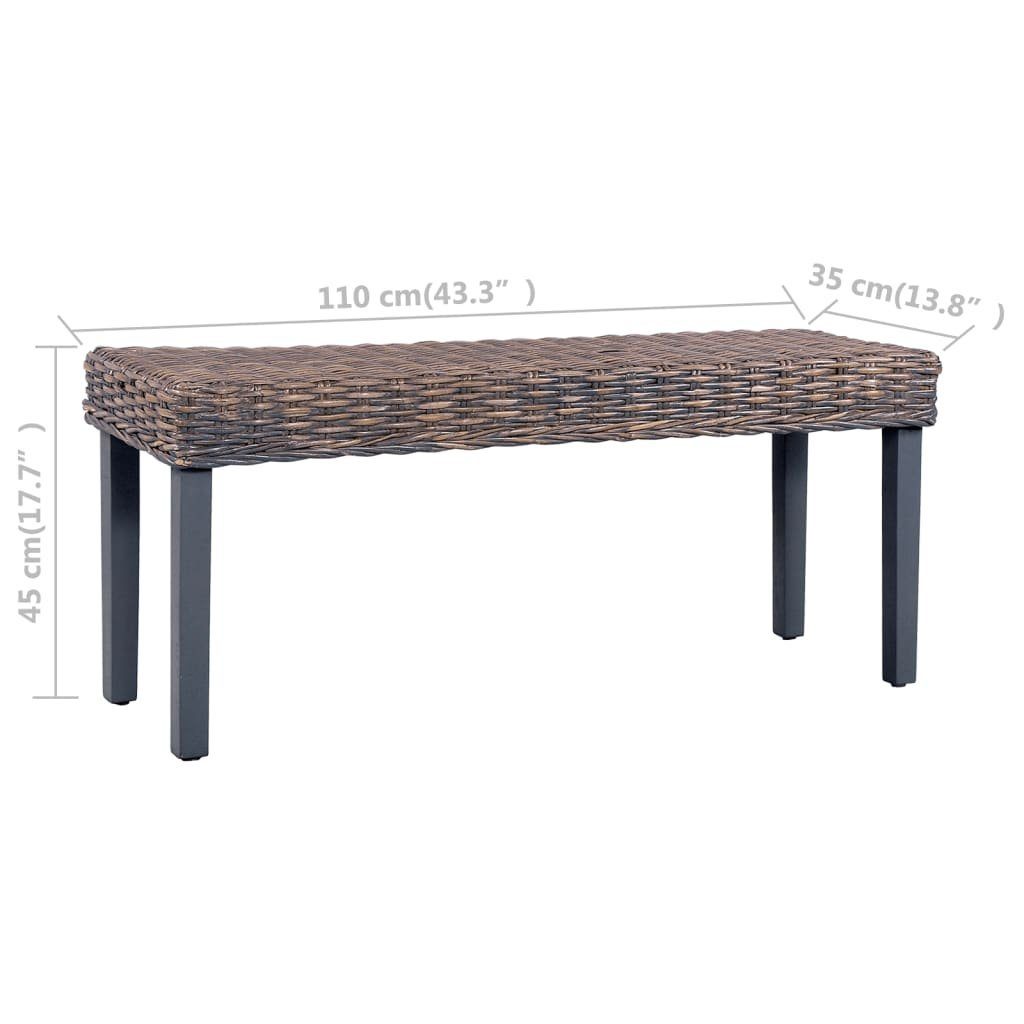 Kubu-Rattan 110 Grau Mango Sitzbank Natur cm und furnicato Massivholz Essbank