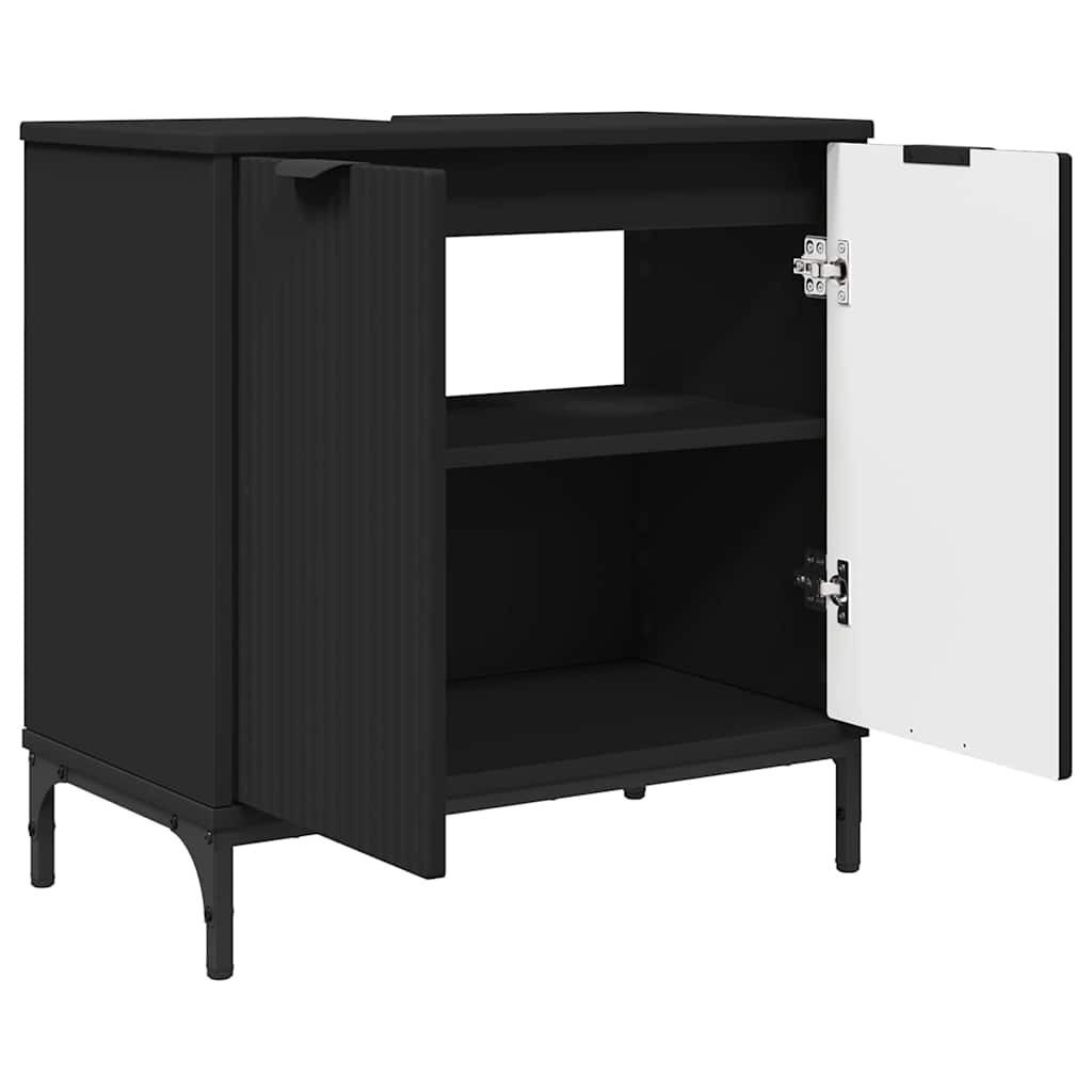 vidaXL Badezimmerspiegelschrank Waschbeckenschrank Schwarz 60,5 x 33,5 x 61 cm Holzwerkstoff (1-St) – Bild 5 von 5