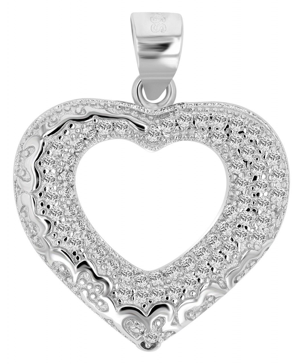 Kettenanhänger stilvoller Herz Anhänger aus 925 Sterling Silber