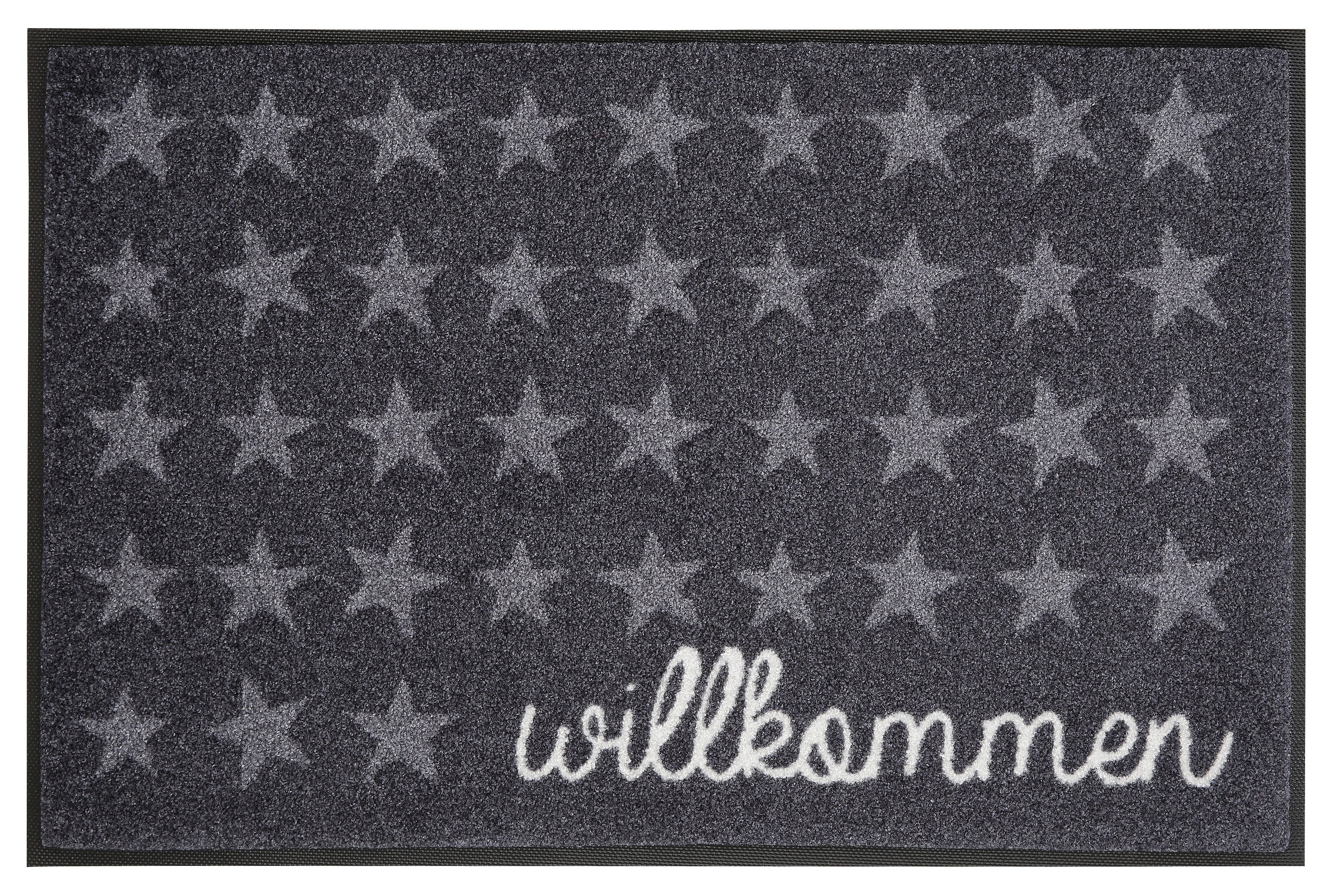Fußmatte Willkommen Sterne, wash+dry by Schmutzfangmatte, rechteckig, In- Spruch, Outdoor waschbar und mit Höhe: mm, 7 Kleen-Tex, geeignet
