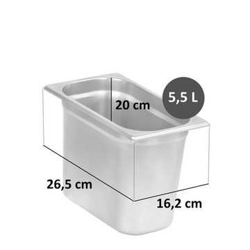 Mahlzeit Thermobehälter GN Behälter 1/4, Höhe 200 mm, Edelstahl Gastronomiebehälter, Edelstahl, für Chafing Dish