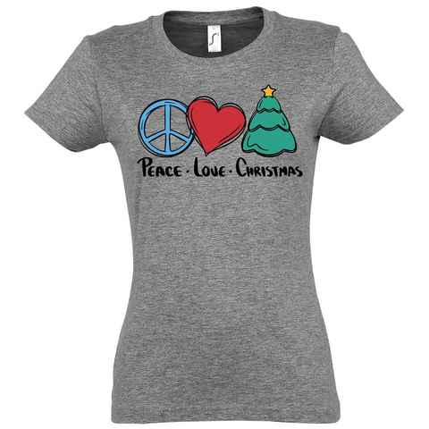 Youth Designz T-Shirt Peace Love Christmas Damen Shirt mit motivierendem Spruch