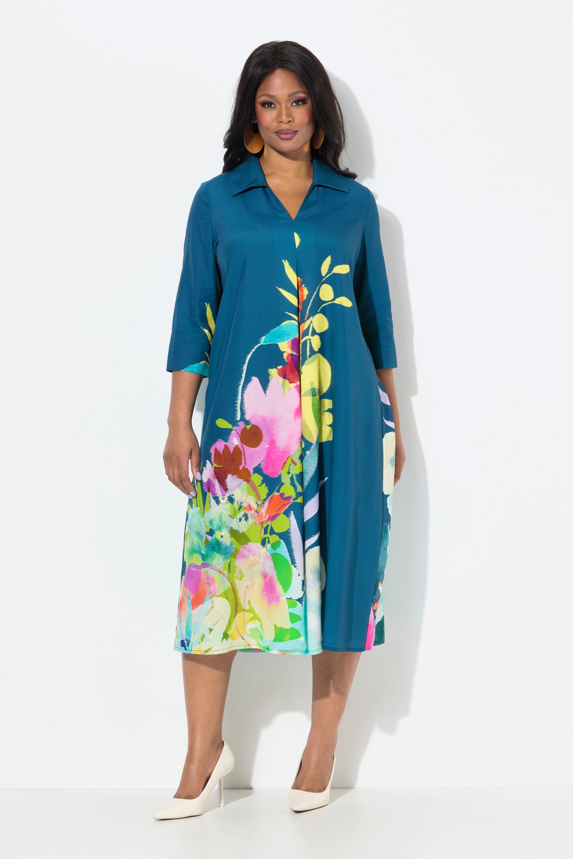 Ulla Popken Midikleid Midikleid Blüten A-Linie günstig online kaufen
