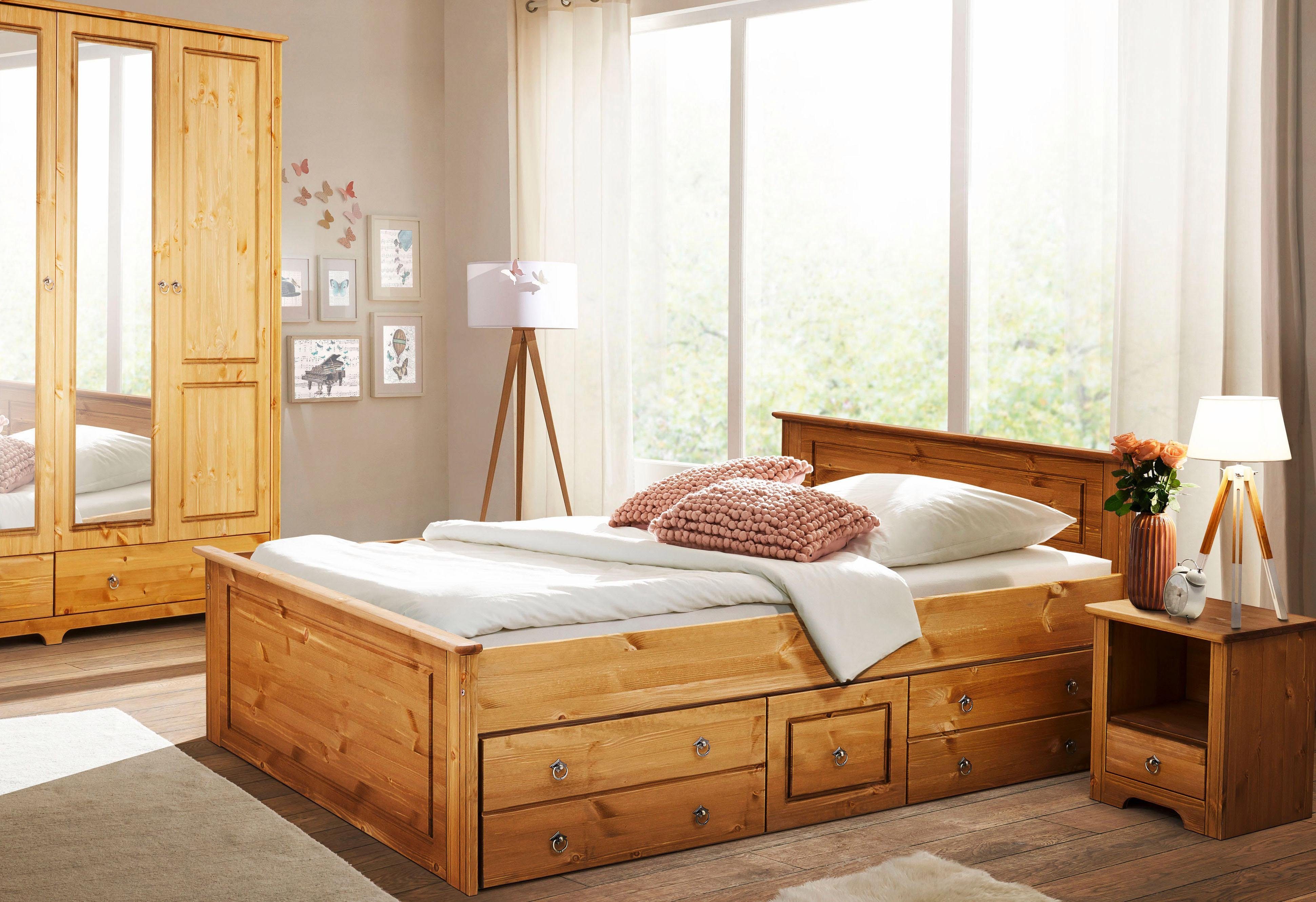 Home affaire Schlafzimmer-Set »Hugo«, (Set, 3-St), Bett 140cm, 2-trg  Kleiderschrank und 1 Nachttisch