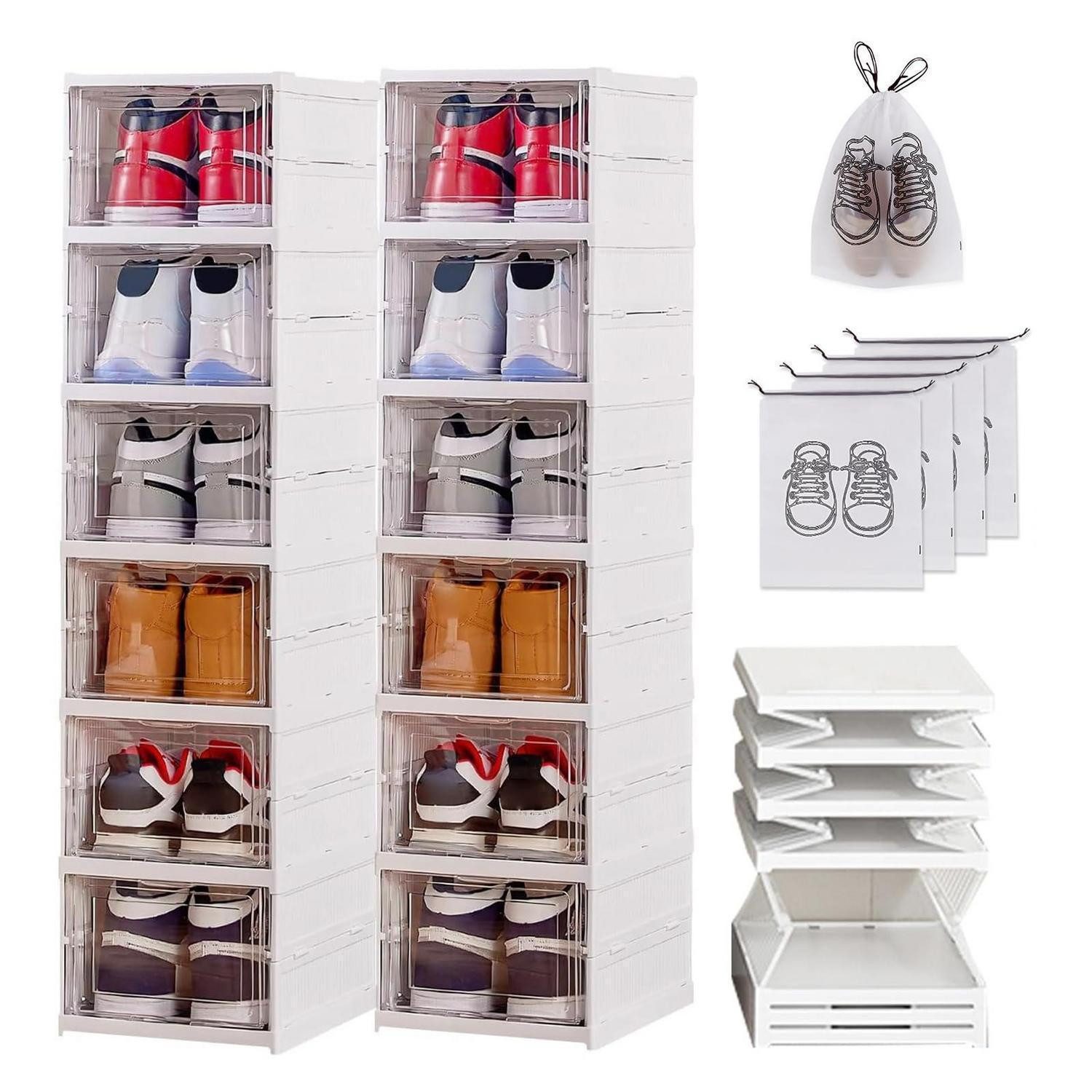 LuxusKollektion Schuhbox Schuhboxen Transparent Faltbar 12 Stück (12 St)